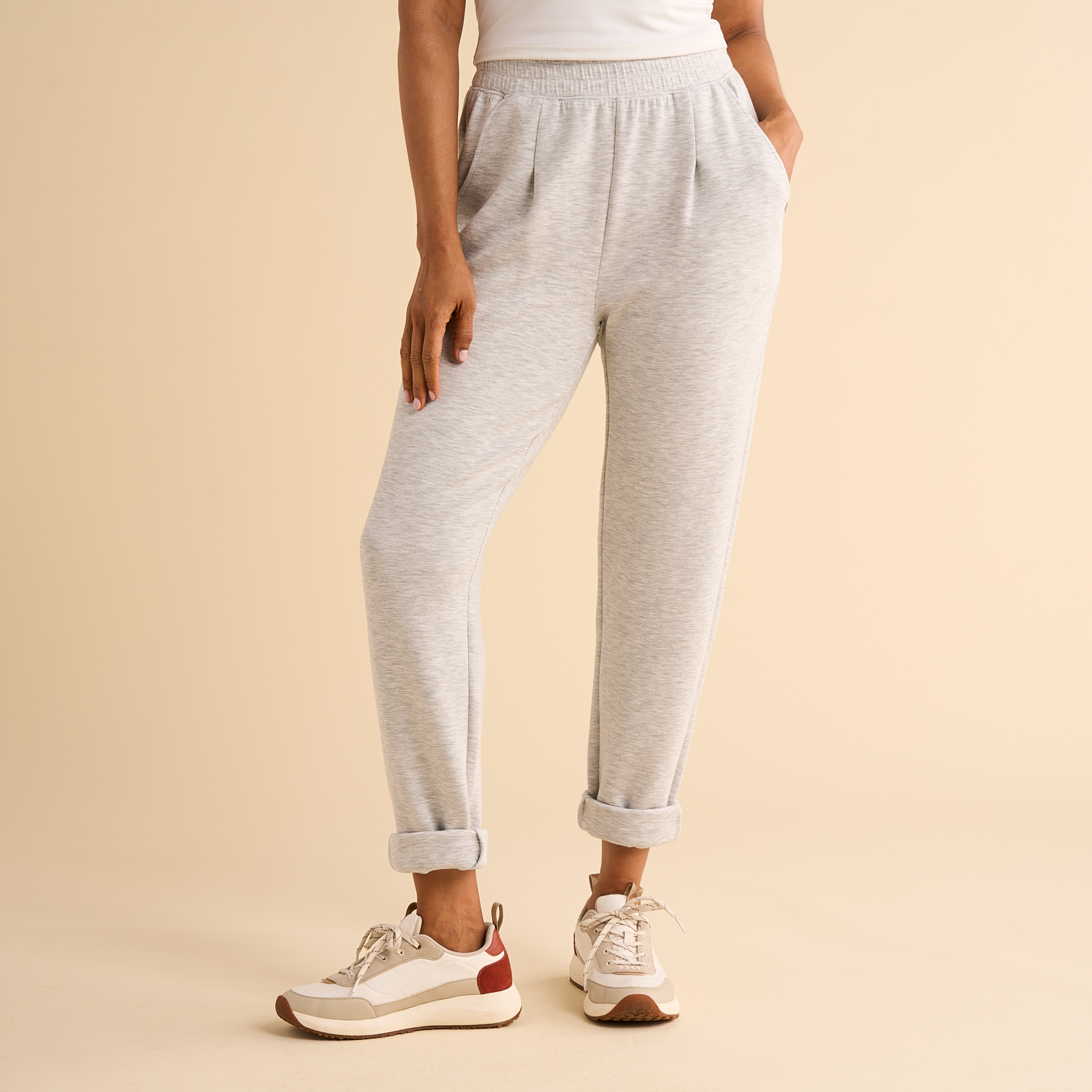 Image of Natural Reflections Soft Haven Slim Cuffed Pants - Heather Gray