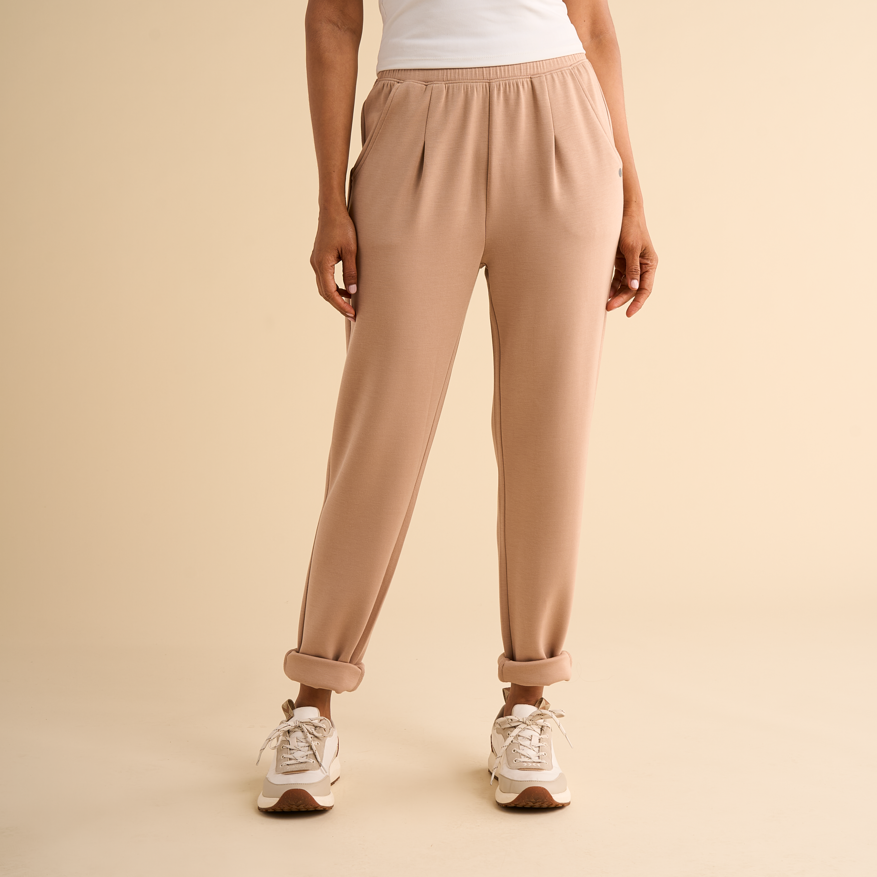 Image of Natural Reflections Soft Haven Slim Cuffed Pants - Warm Taupe