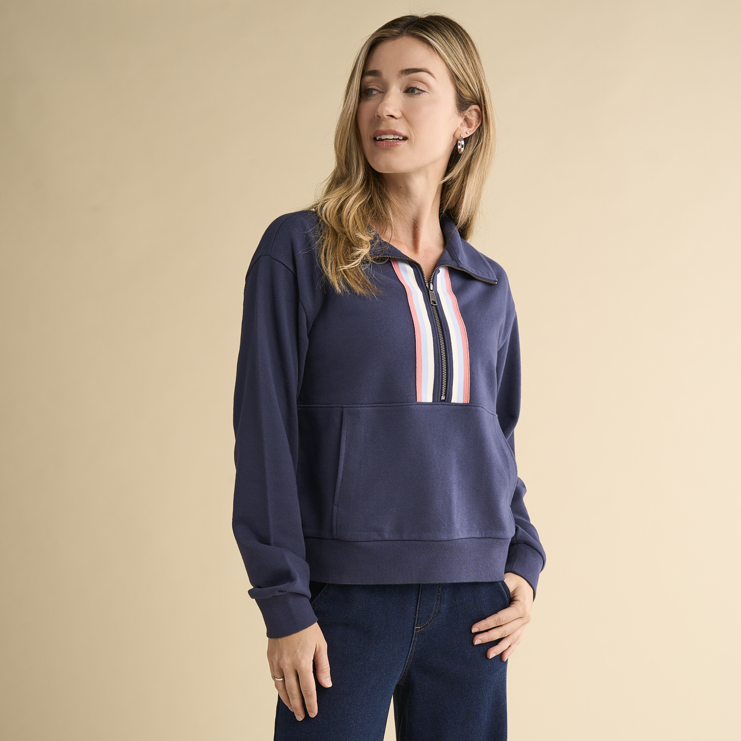 Image of Natural Reflections Quarter-Zip Sweatshirt - Mood Indigo