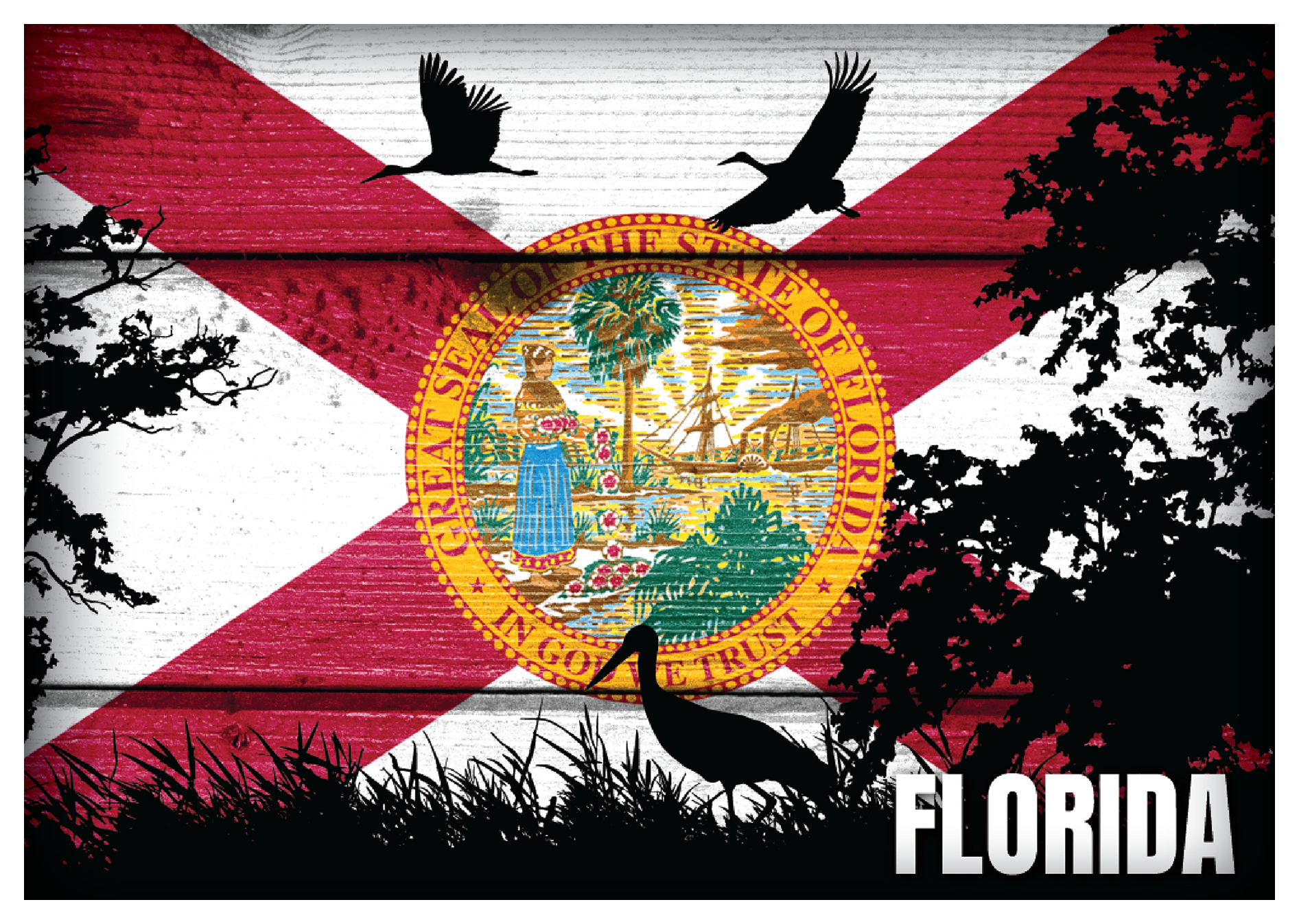 Image of Everyone Loves Buttons Florida Themed State Flag Souvenir Magnet
