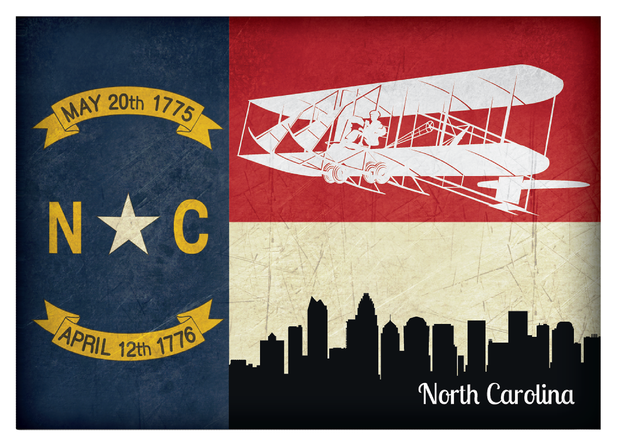 Image of North Carolina Themed State Flag Souvenir Magnet