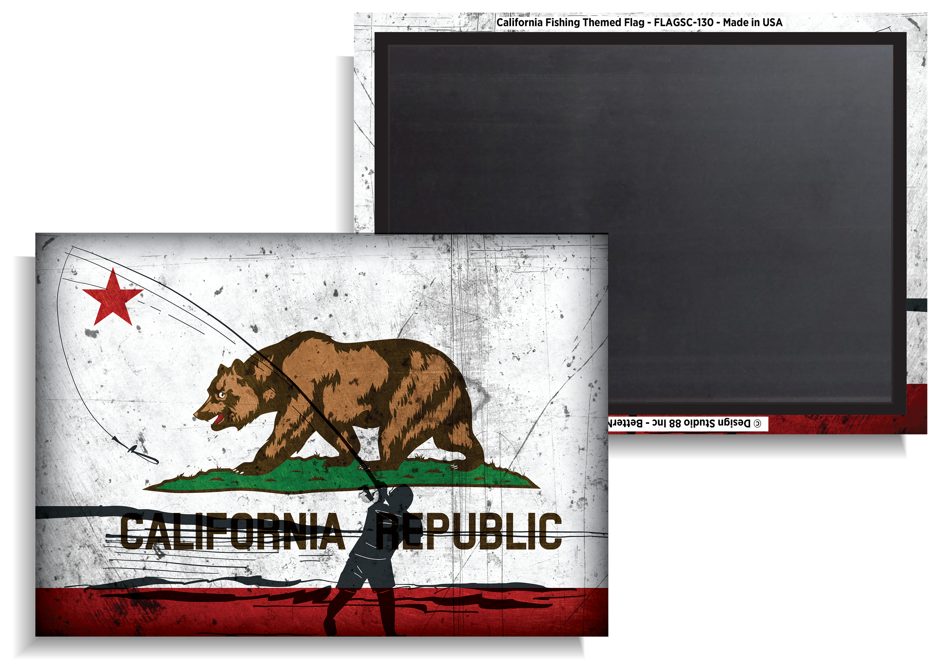 Image of Everyone Loves Buttons California Fishing-Themed State Flag Souvenir Magnet