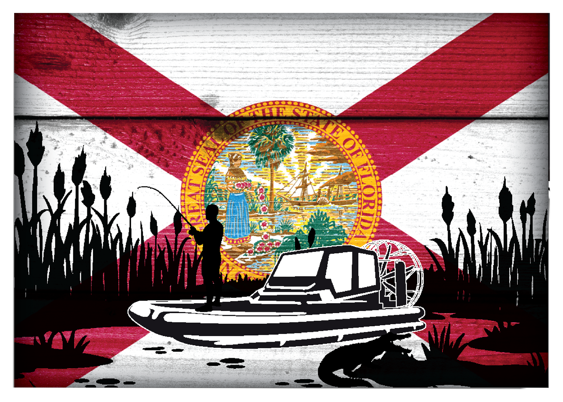 Image of Florida Everglades Themed State Flag Souvenir Magnet