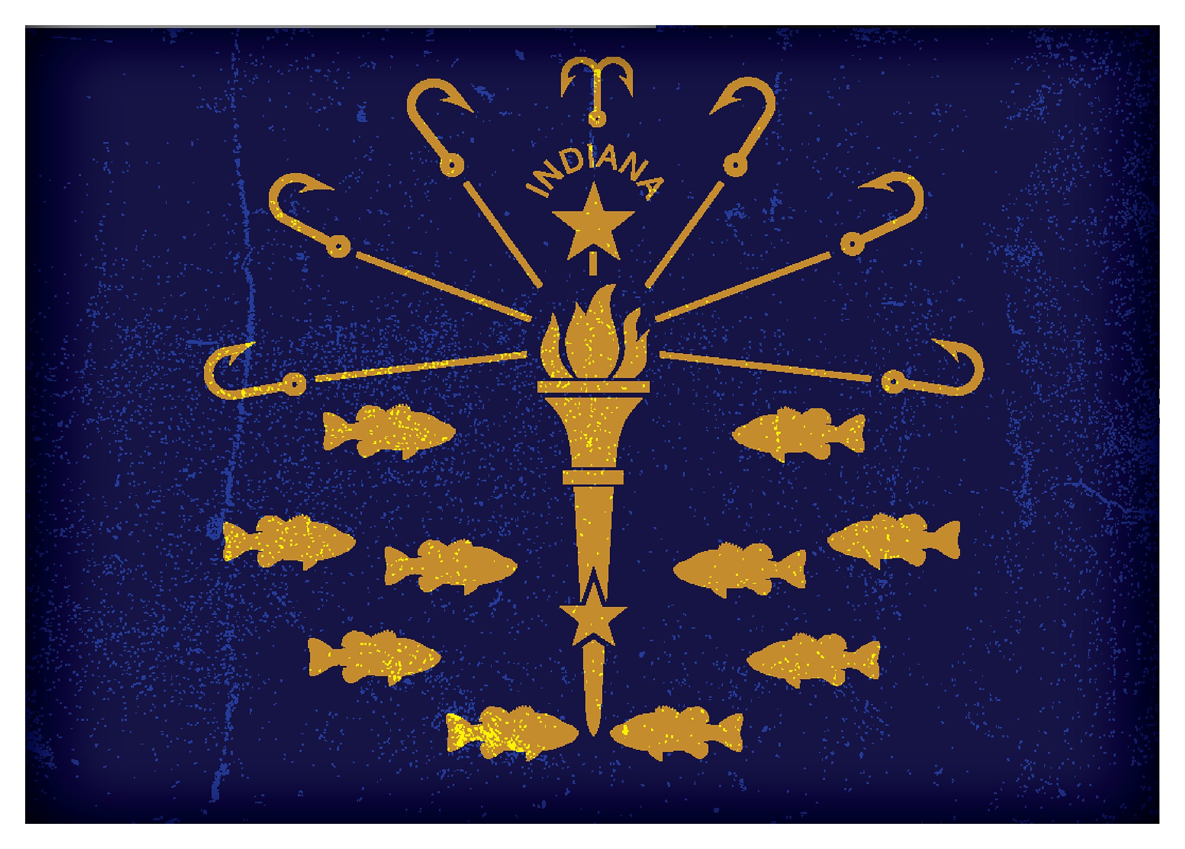 Image of Indiana Fishing-Themed State Flag Souvenir Magnet
