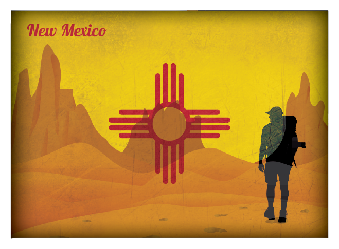 Image of Everyone Loves Buttons New Mexico Hiking-Themed State Flag Souvenir Magnet