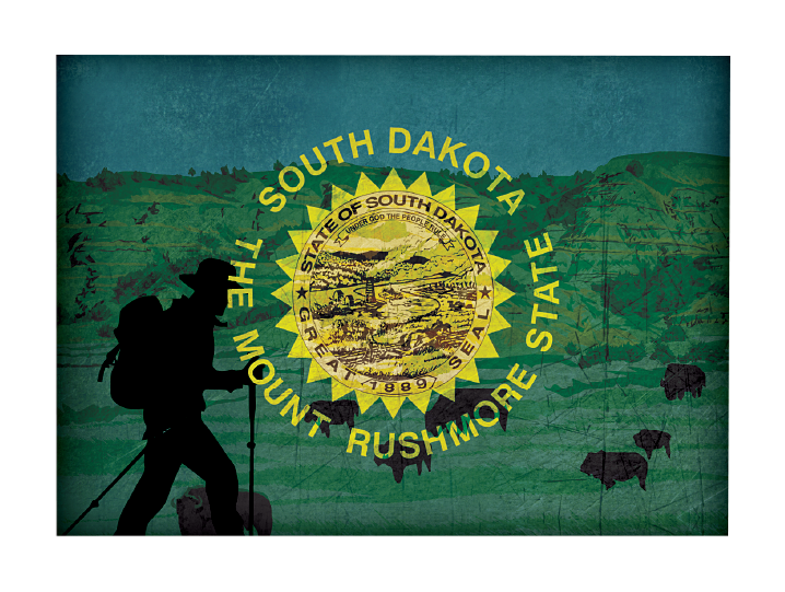 Image of Everyone Loves Buttons South Dakota Hiking-Themed State Flag Souvenir Magnet