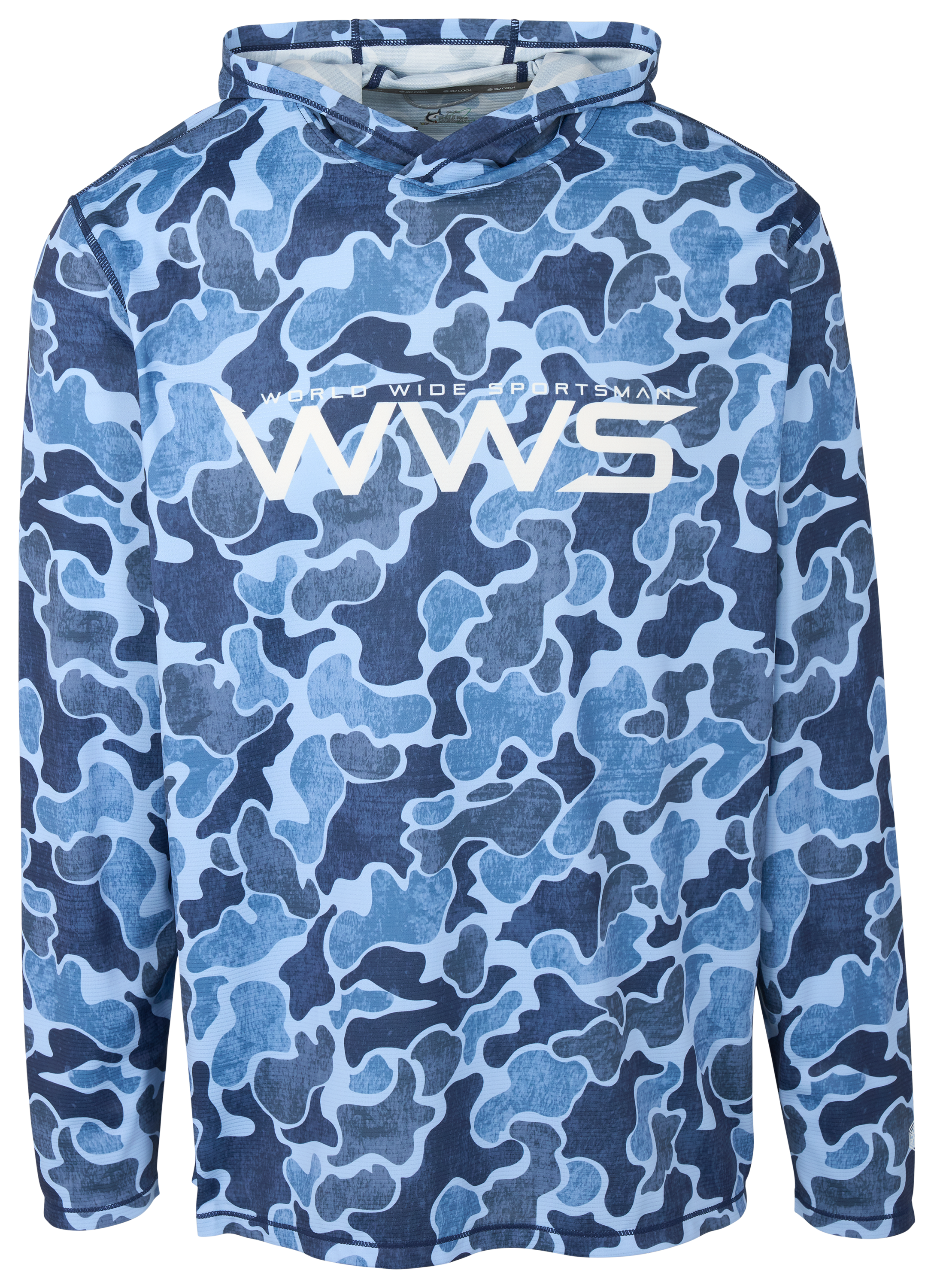 Image of World Wide Sportsman 3D Cool Casting Long-Sleeve Hoodie - Insignia Blue Vintage Camo