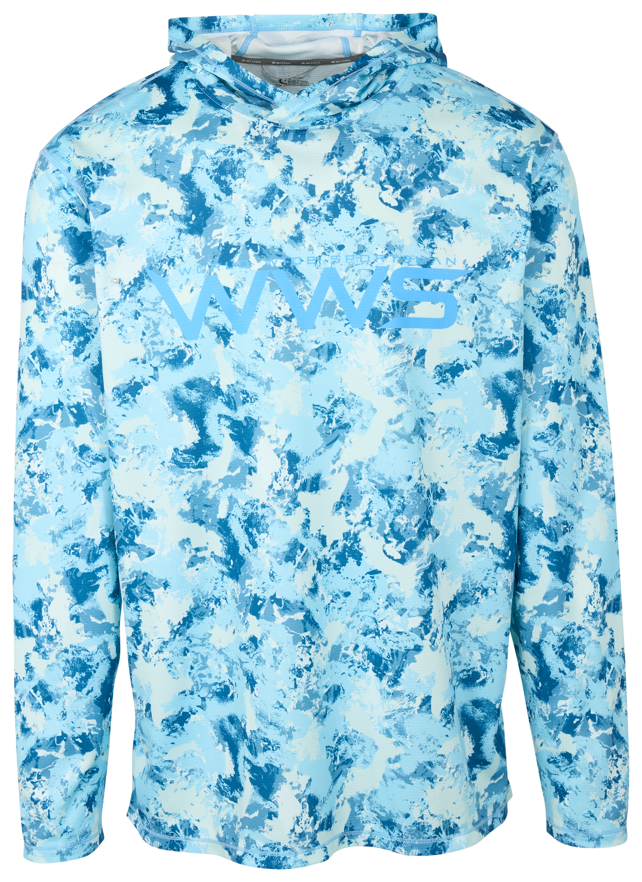 Image of World Wide Sportsman 3D Cool Casting Long-Sleeve Hoodie - Cooling Blue Water Camo