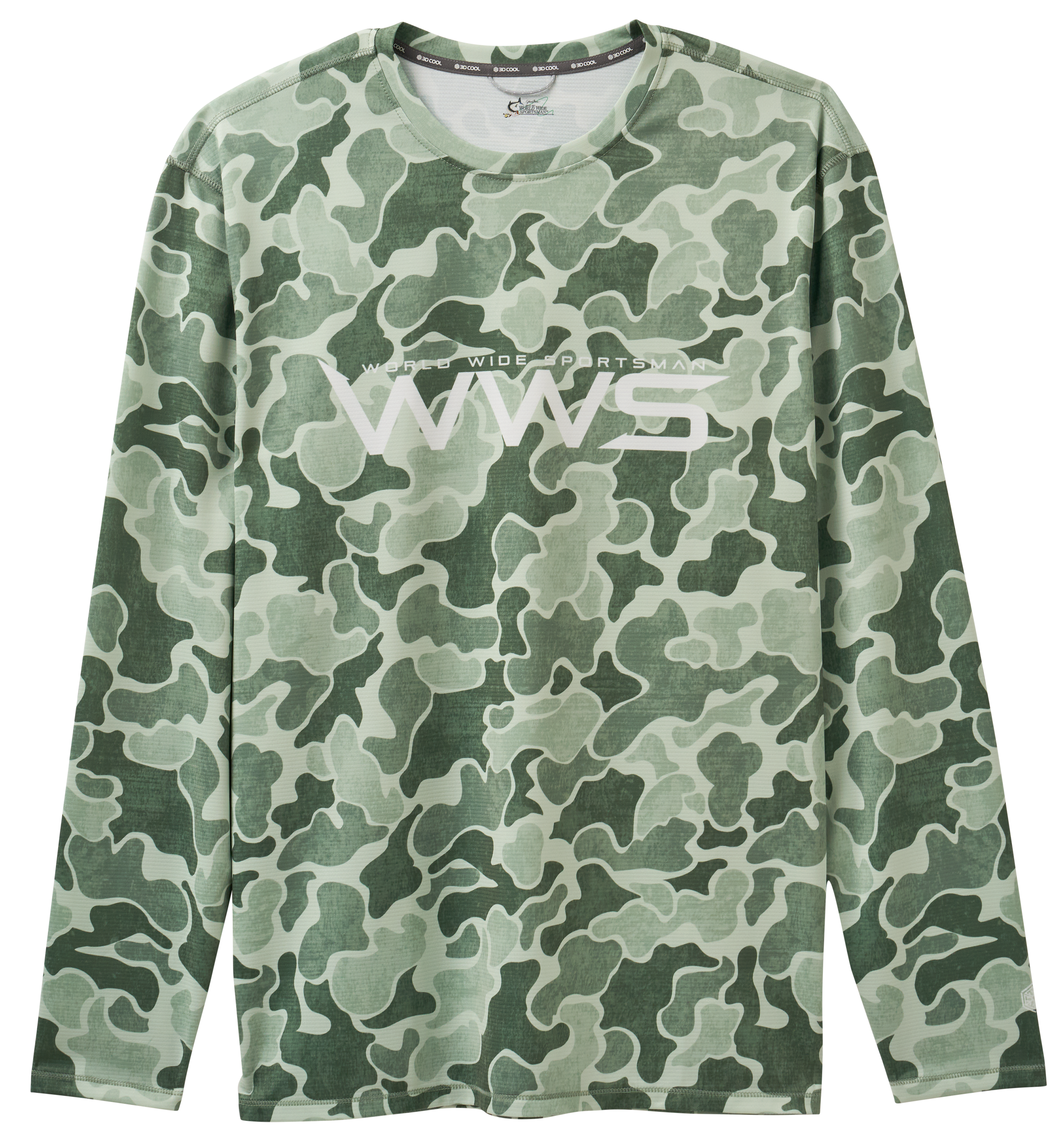 Image of World Wide Sportsman 3D Cool Long-Sleeve Casting Shirt - Green Vintage Camo
