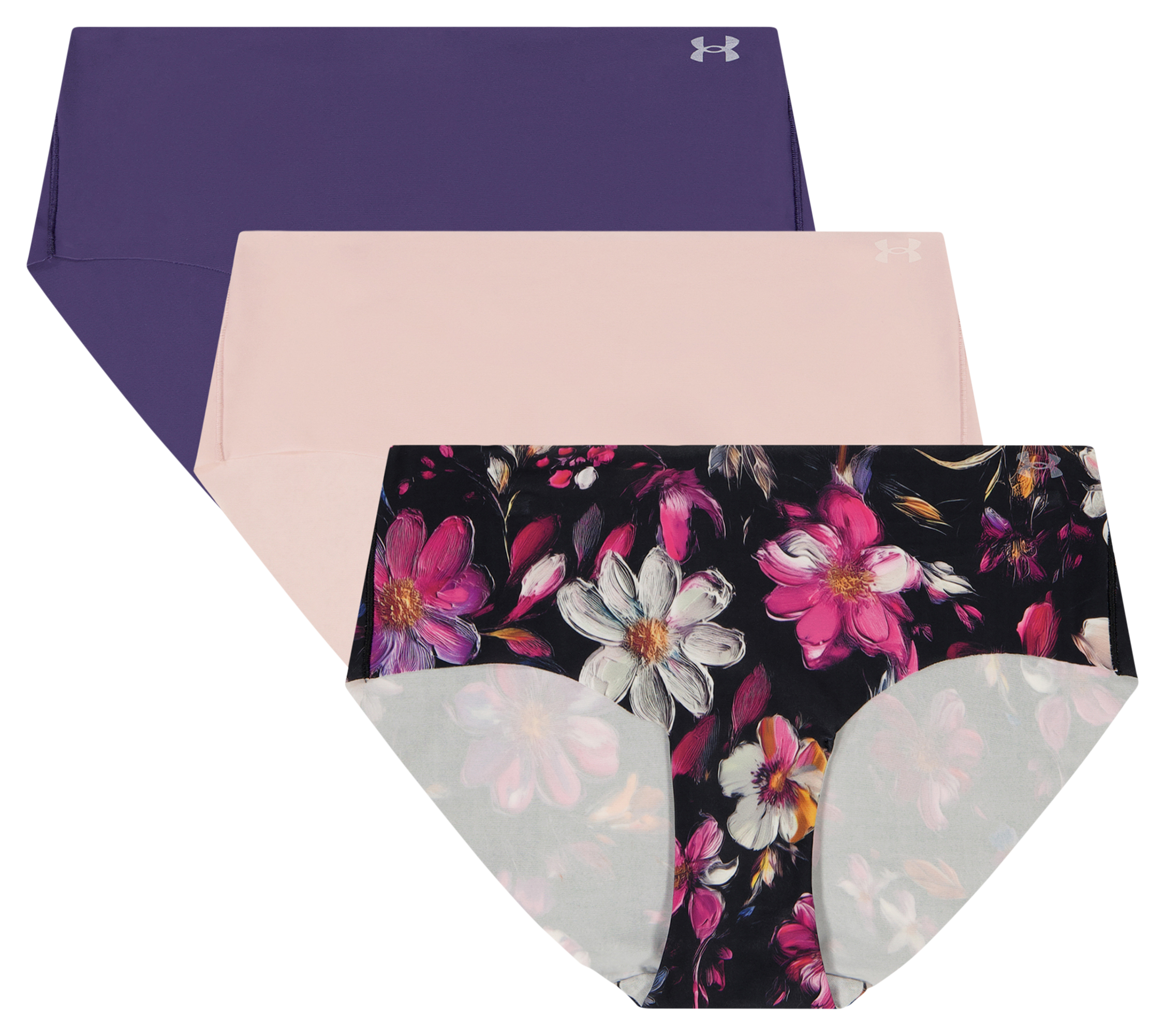 Image of Under Armour Pure Stretch Printed No Show Hipster 3-Pack - Pink Dusk