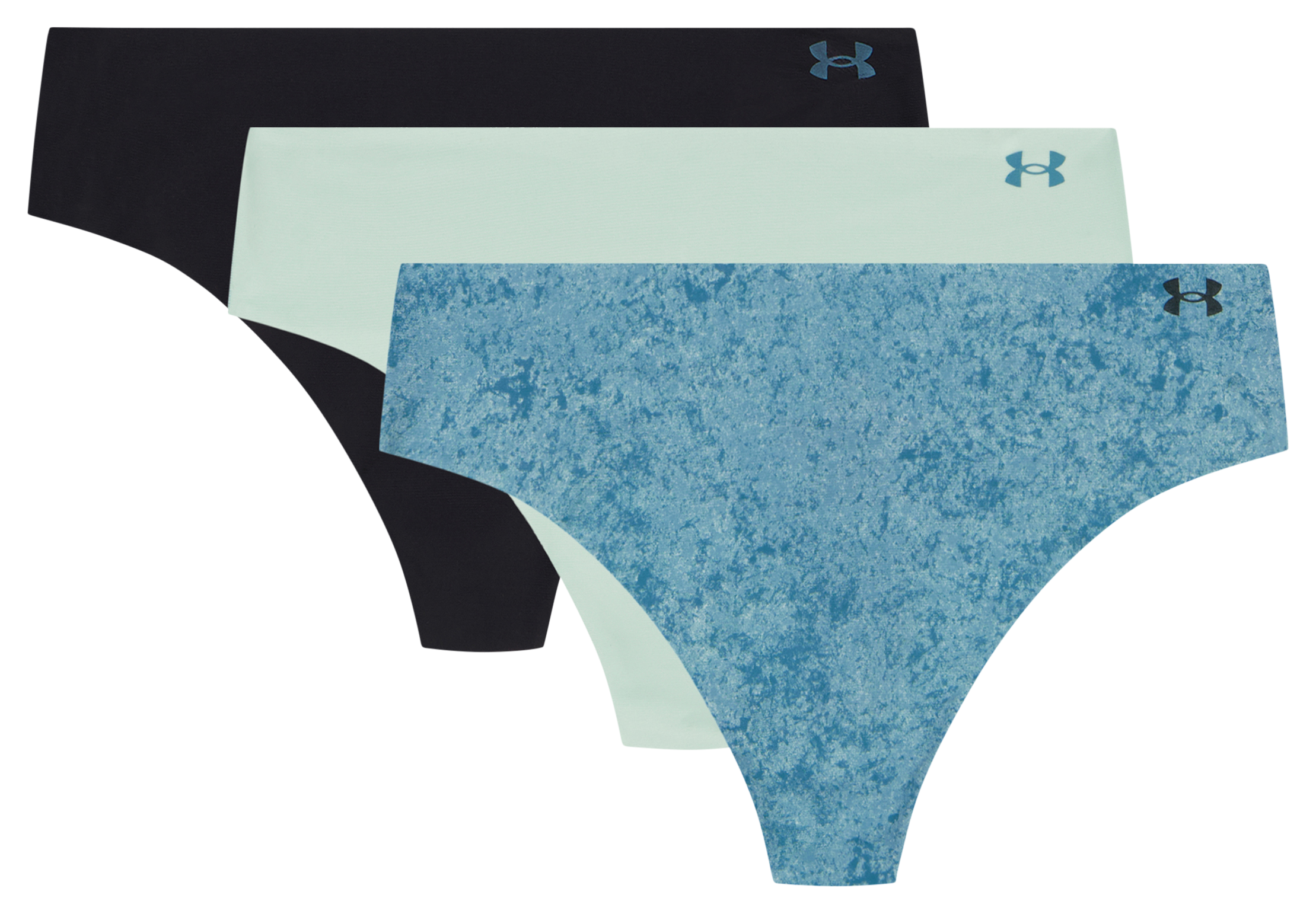 Image of Under Armour Pure Stretch No Show Thong 3-Pack - Enamel Blue