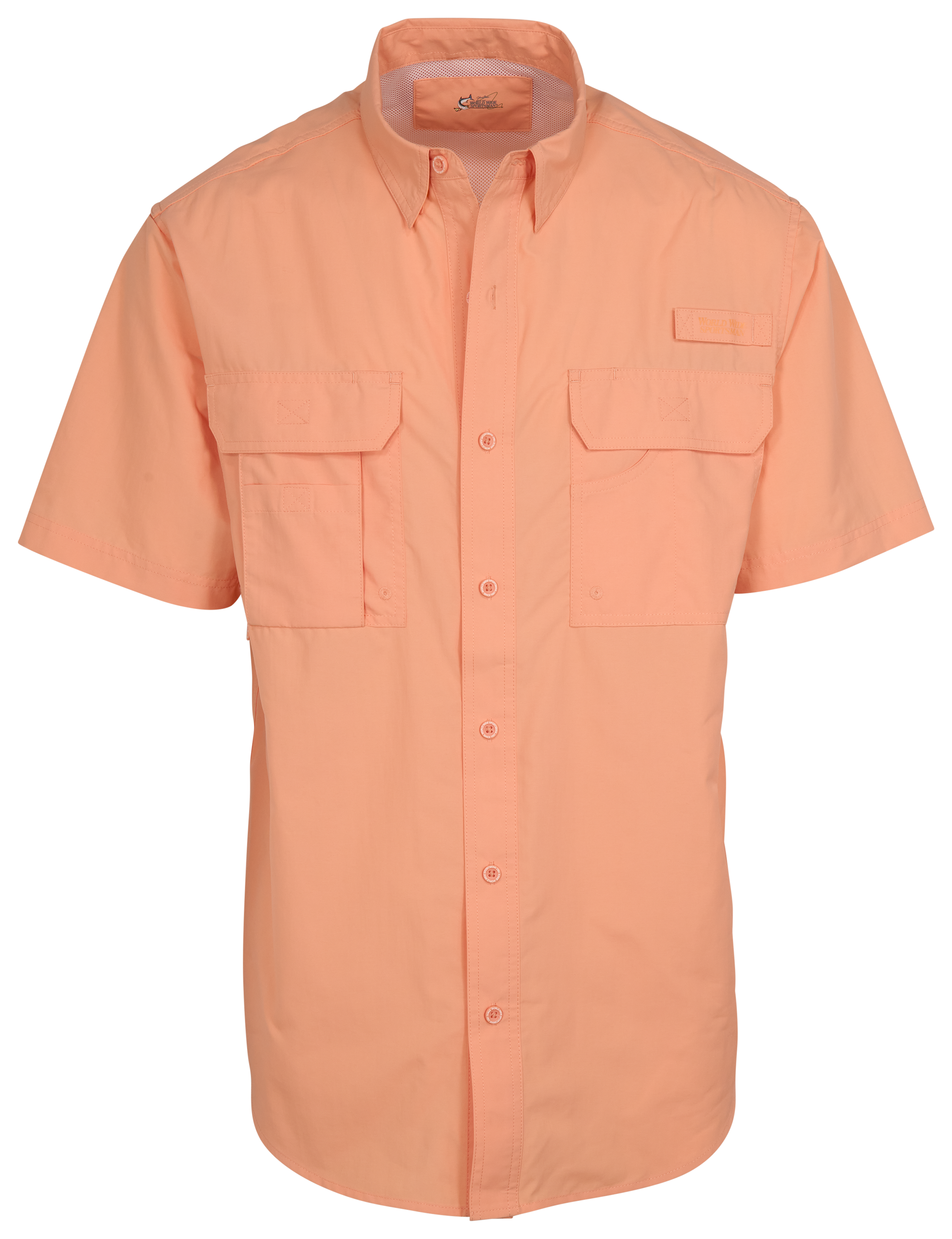 Image of World Wide Sportsman Nylon Angler Short-Sleeve Button-Down Shirt - Peach