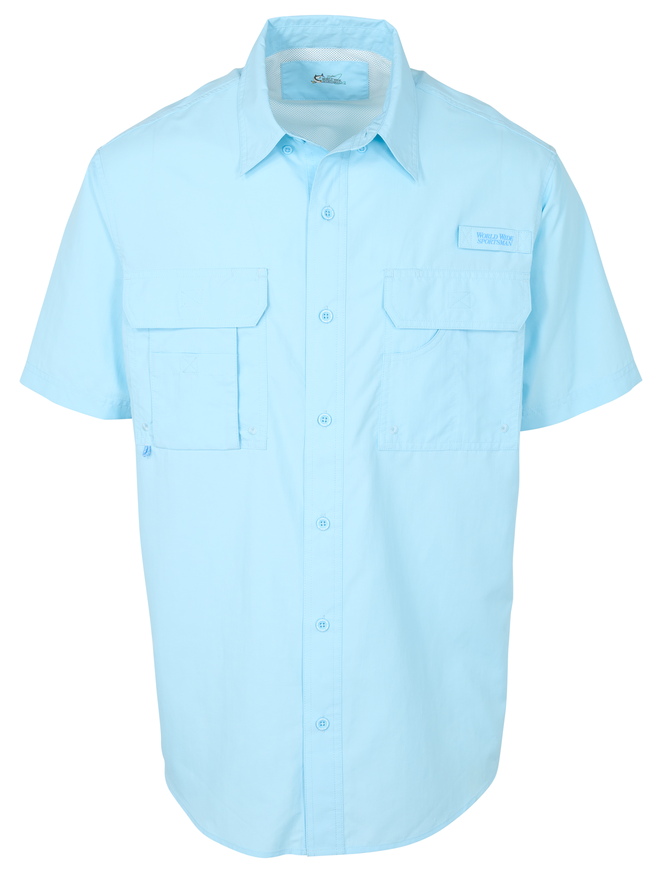 Image of World Wide Sportsman Nylon Angler Short-Sleeve Button-Down Shirt - Cooling Vapors