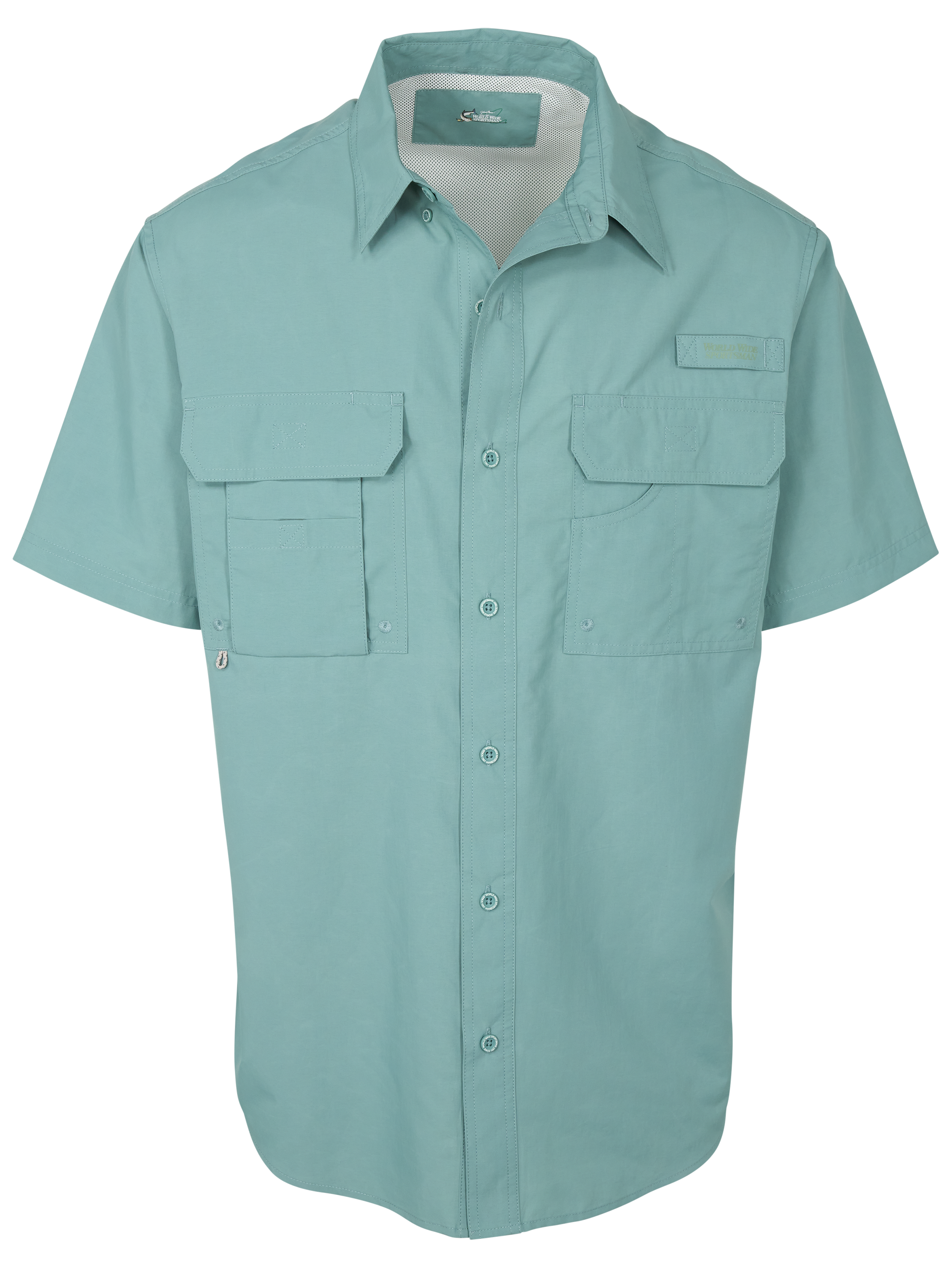 Image of World Wide Sportsman Nylon Angler Short-Sleeve Button-Down Shirt - Trellis