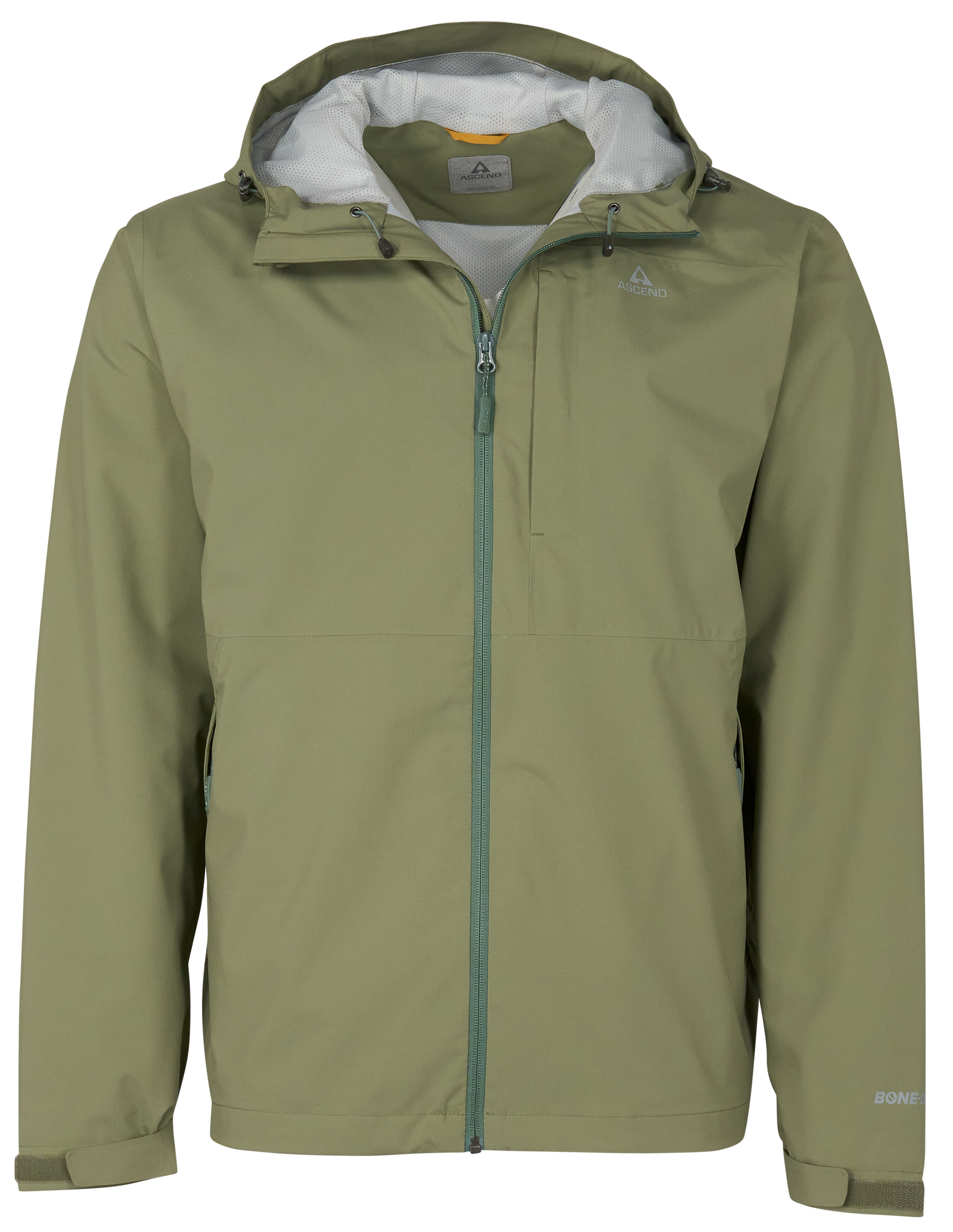 Image of Ascend Meramec River BONE-DRY Hooded Rain Jacket - Oil Green - 2XL