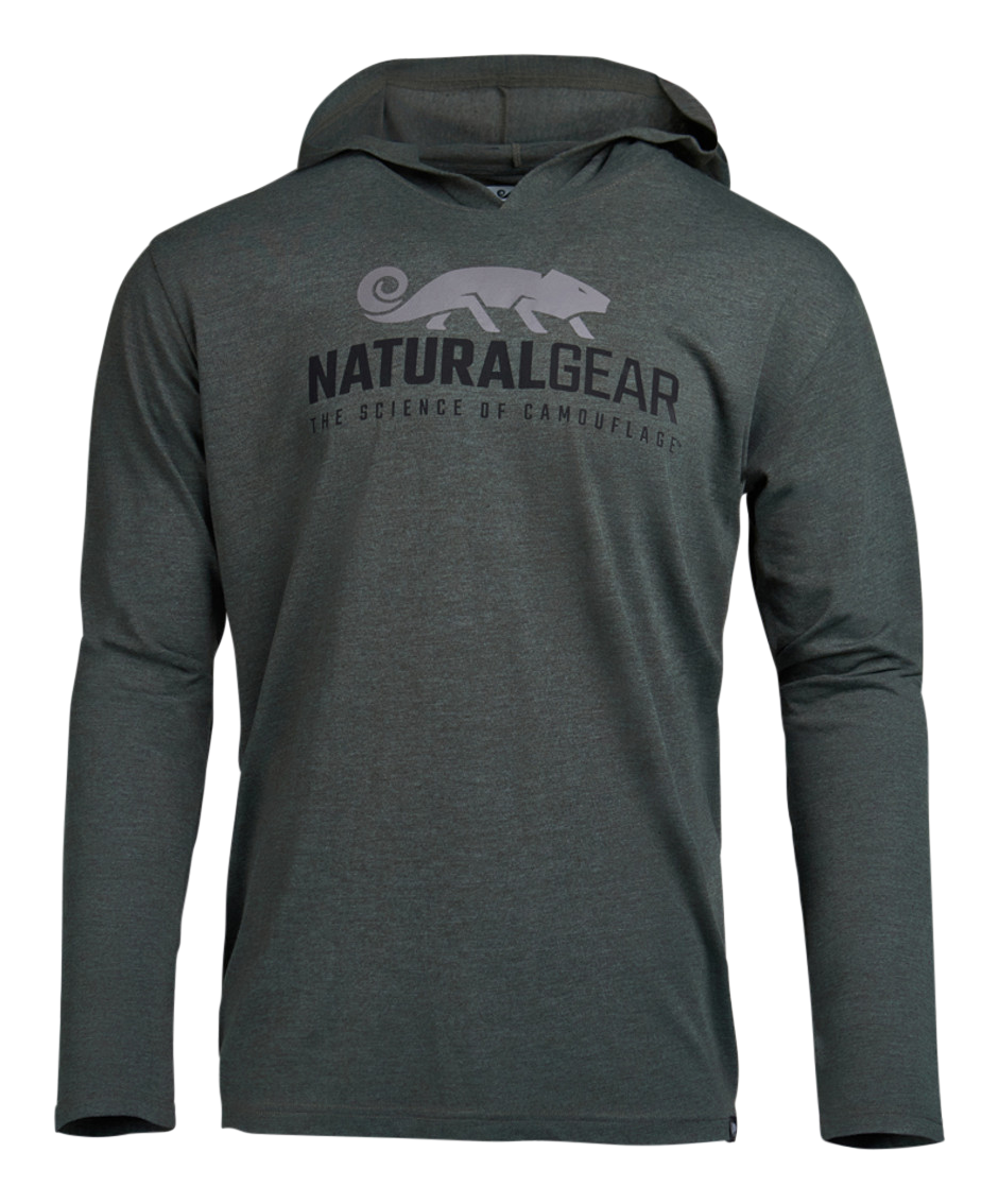 Image of Natural Gear Tri-Blend Logo Hooded Long-Sleeve T-Shirt - Forest Green - S