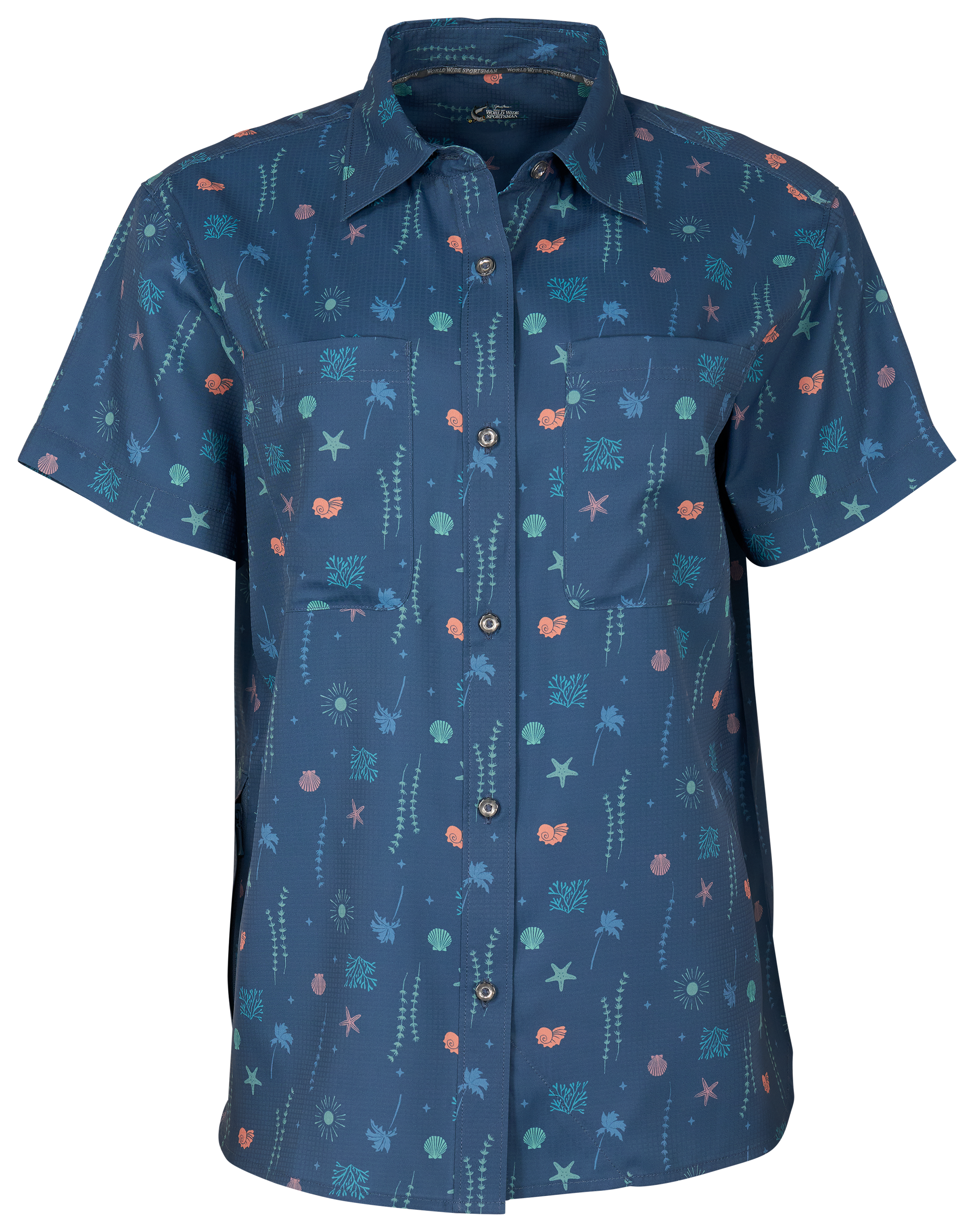 Image of World Wide Sportsman Marina 2-Pocket Short-Sleeve Shirt - Bering Sea Shore Days