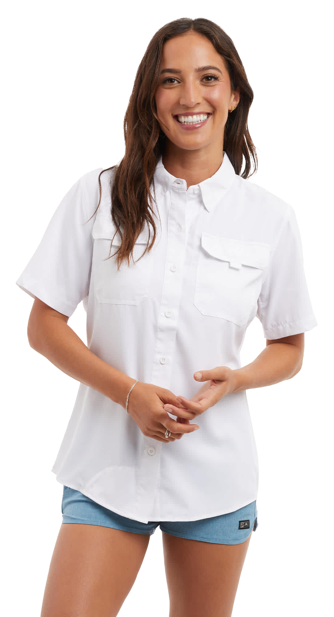 Image of Pelagic Keys Short-Sleeve Fishing Shirt for Ladies - White - XS