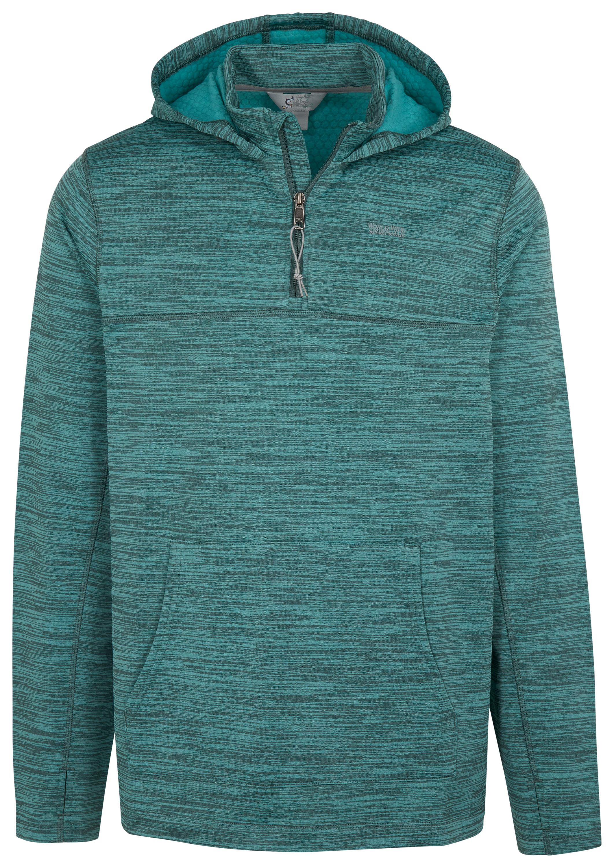 Image of World Wide Sportsman Grid Fleece Quarter-Zip Hoodie - Nile Blue - L