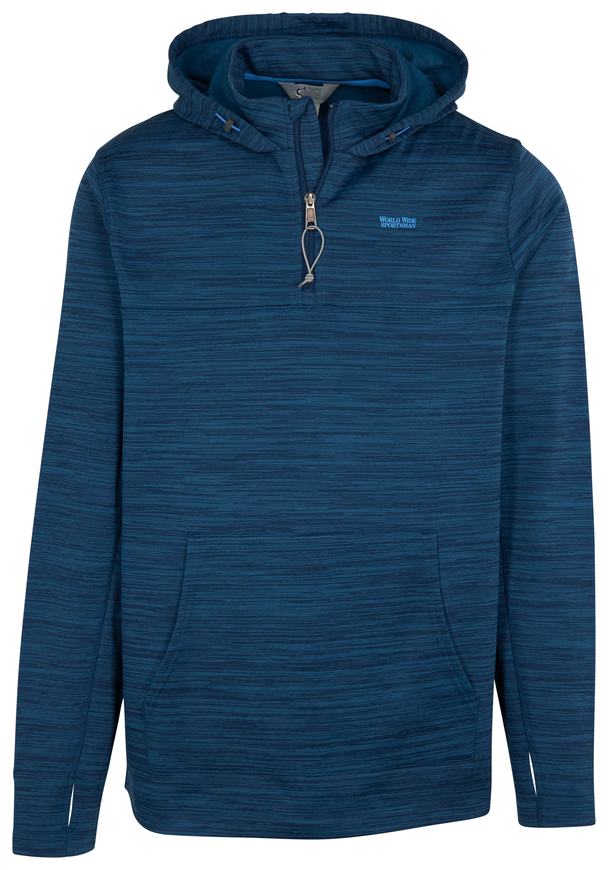 Image of World Wide Sportsman Grid Fleece Quarter-Zip Hoodie - Insignia Blue