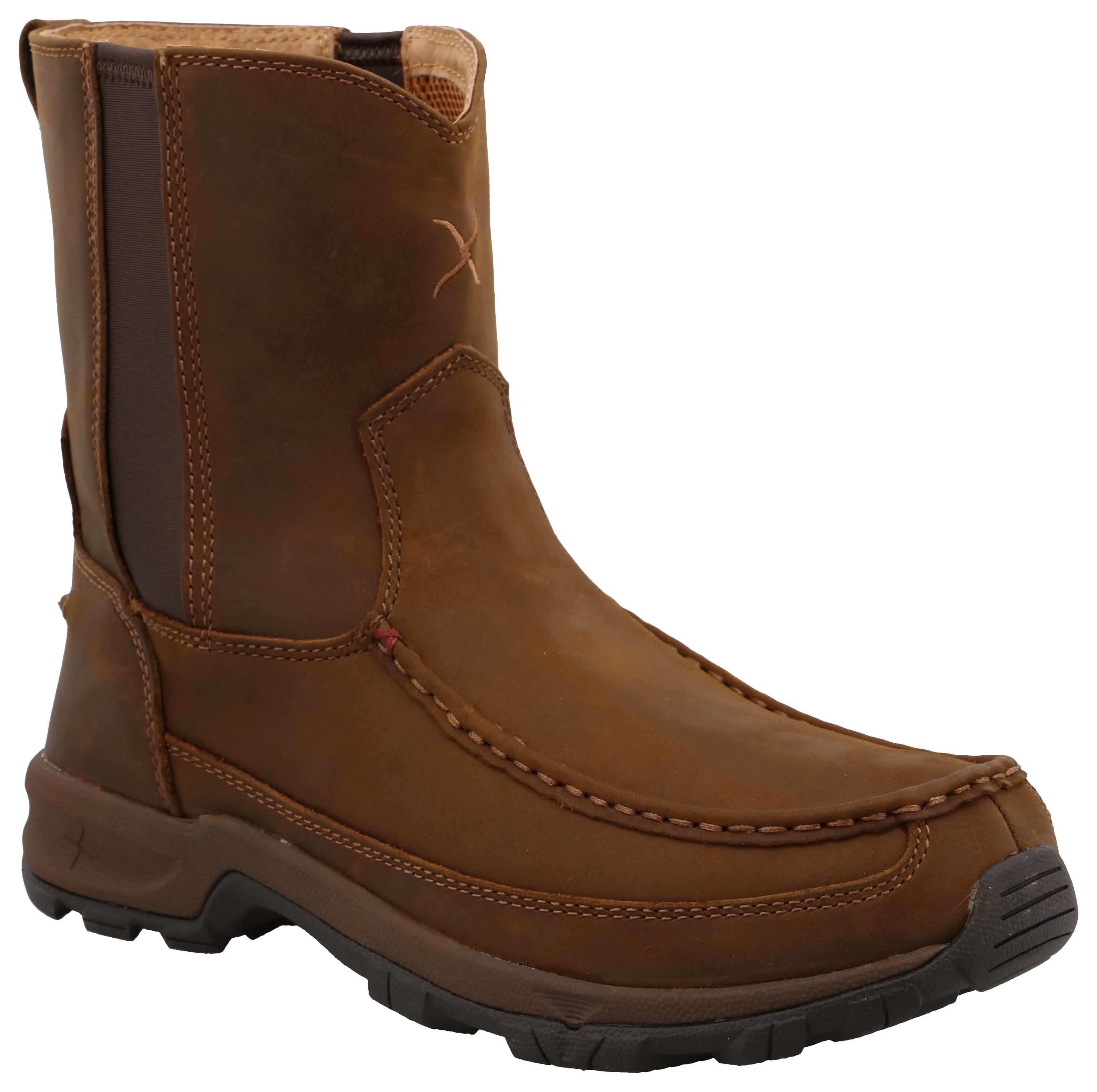 Image of "Twisted X 8"" Pull-On Moc-Toe Hiker Boots for Men - Distressed Saddle/Saddle - 14M"