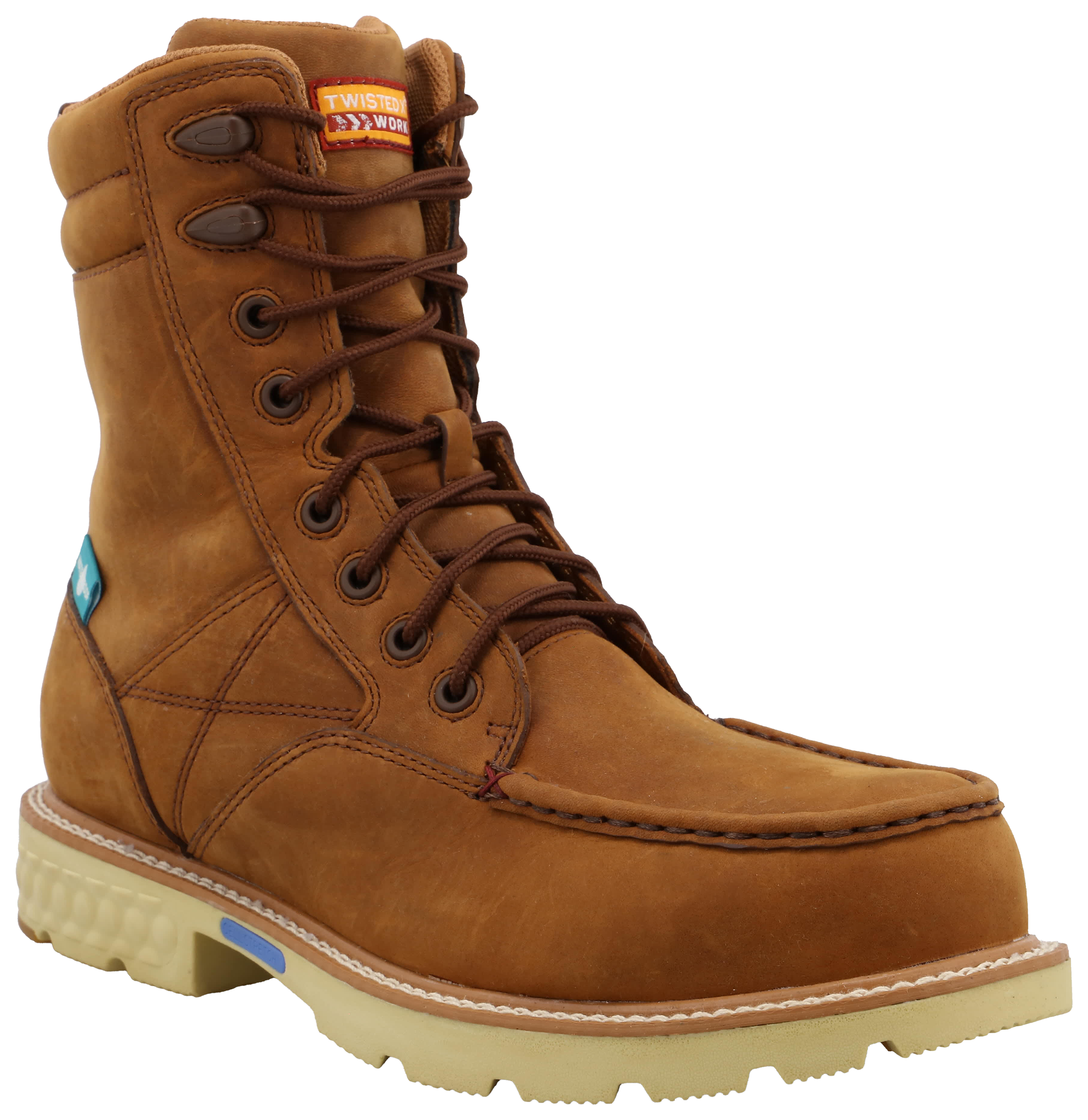 Image of "Twisted X 8"" Nano-Toe Work Boots for Men - Distressed Saddle - 11.5M"