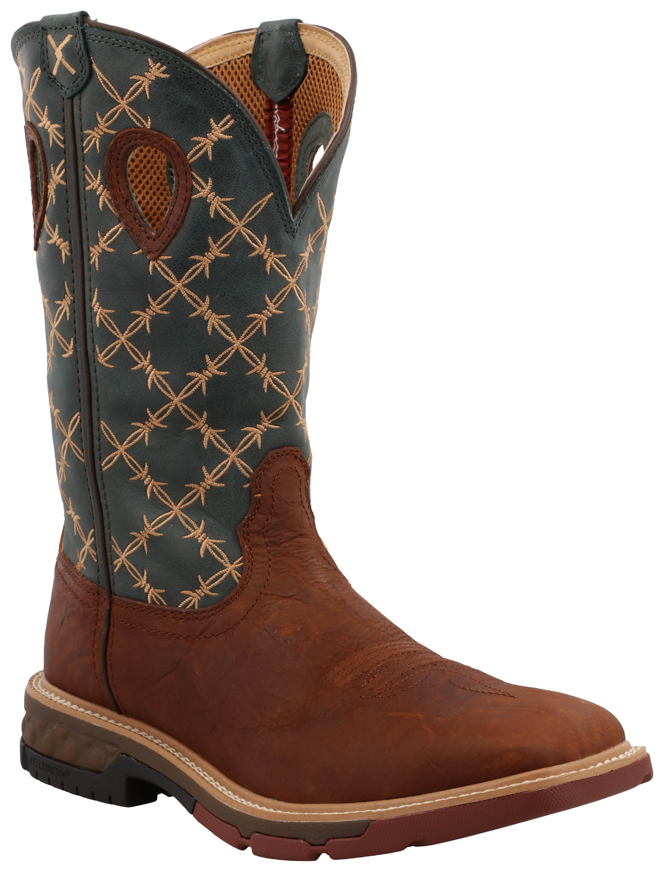 Image of Twisted X Western Work Boots with CellStretch for Men - Mocha/Slate - 12M