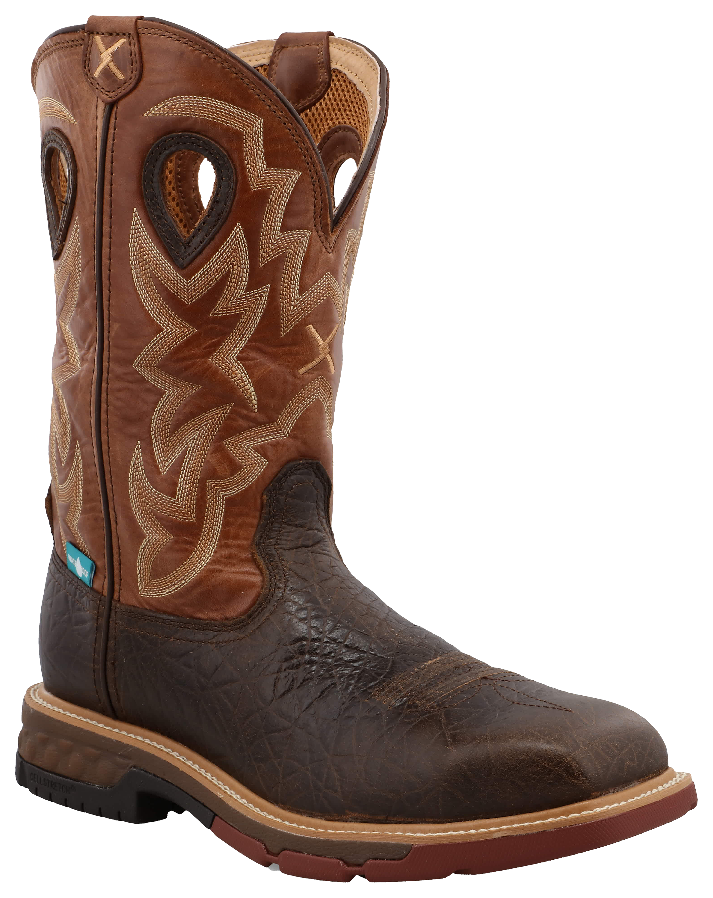 Image of Twisted X Waterproof Alloy Toe Western Work Boots with CellStretch for Men - Smokey Chocolate/Spice - 12W