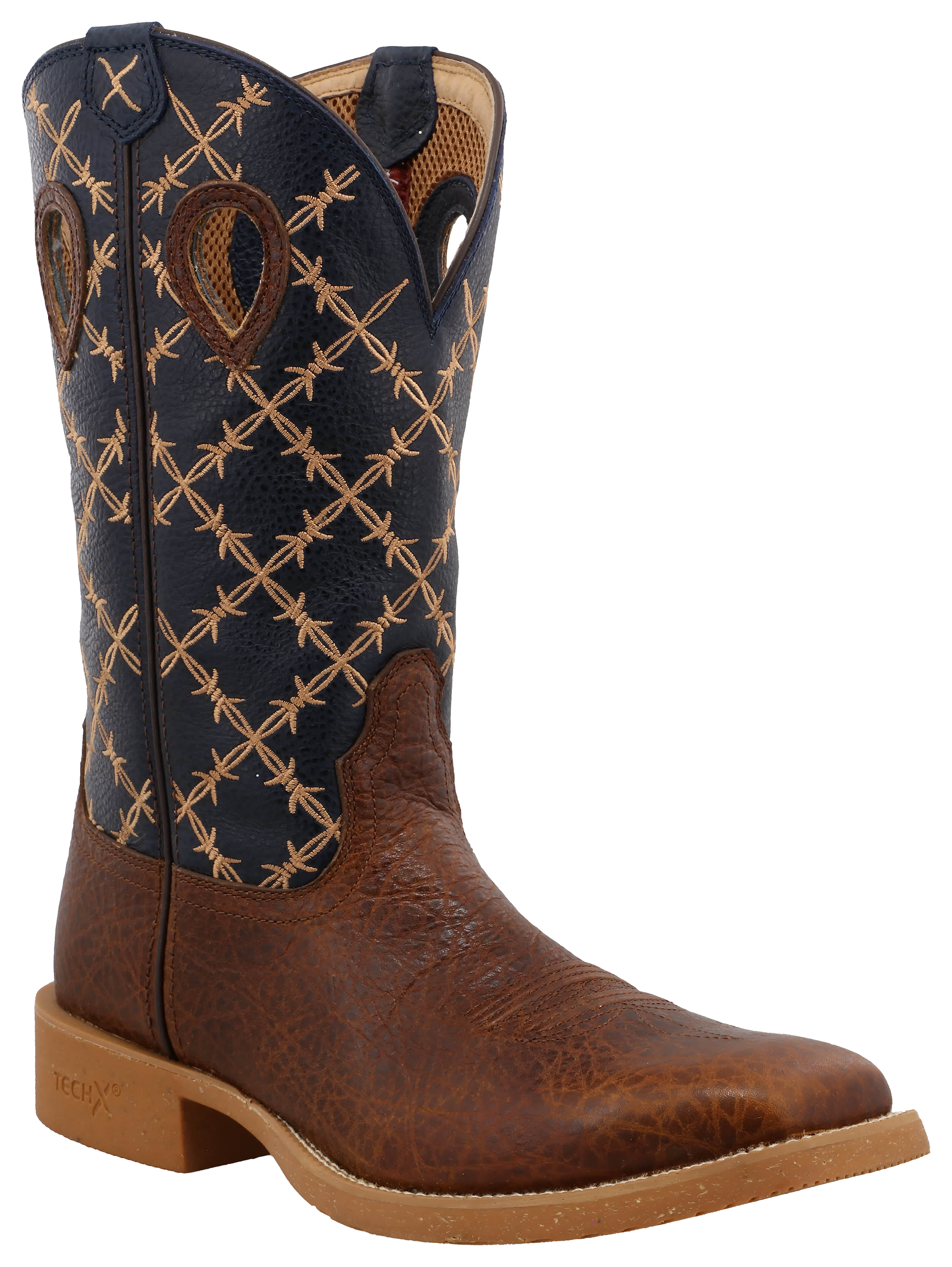 TWISTED X Men's 12" Tech X™ Boot, Color: Rustic Brown & Navy, Size: 12, Width: D (MXTR004-D-12)