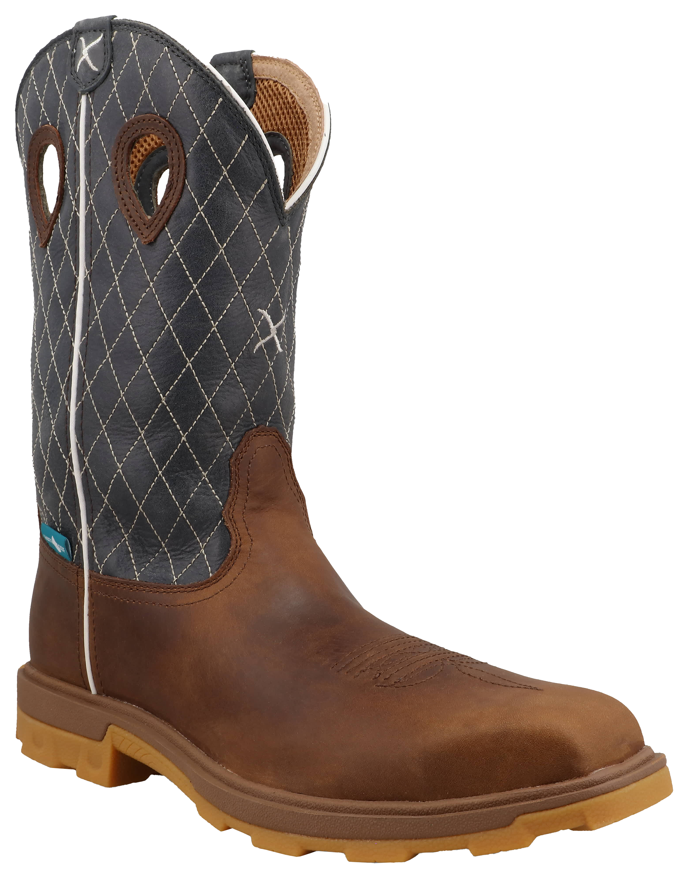 Image of Twisted X UltraLite X Western Work Boots for Men - Brown/Dark Electric Blue - 12W