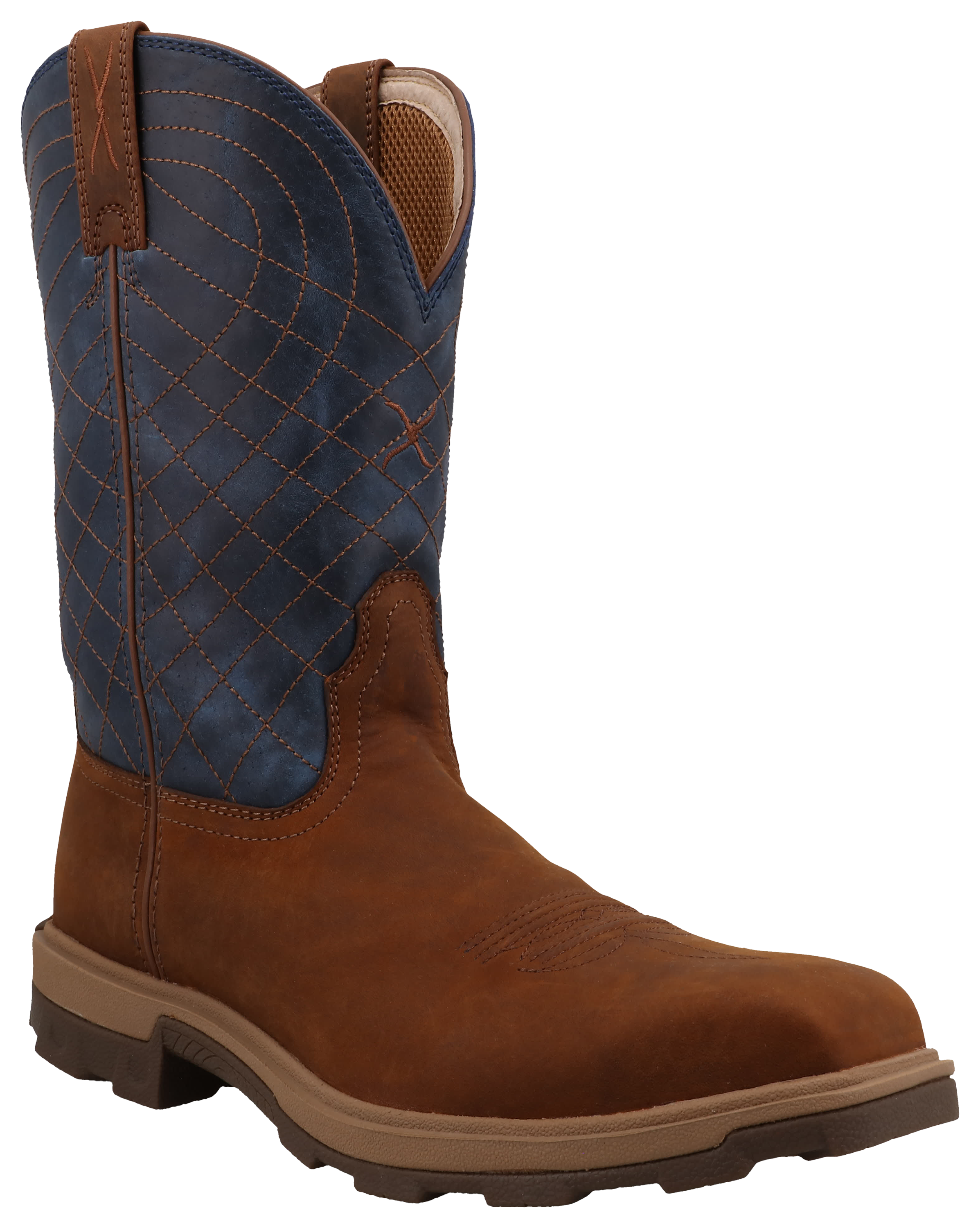 TWISTED X Men's 11" UltraLite X™ Work Boot, Color: Mocha & Denim, Size: 13, Width: D (MULN004-D-13)