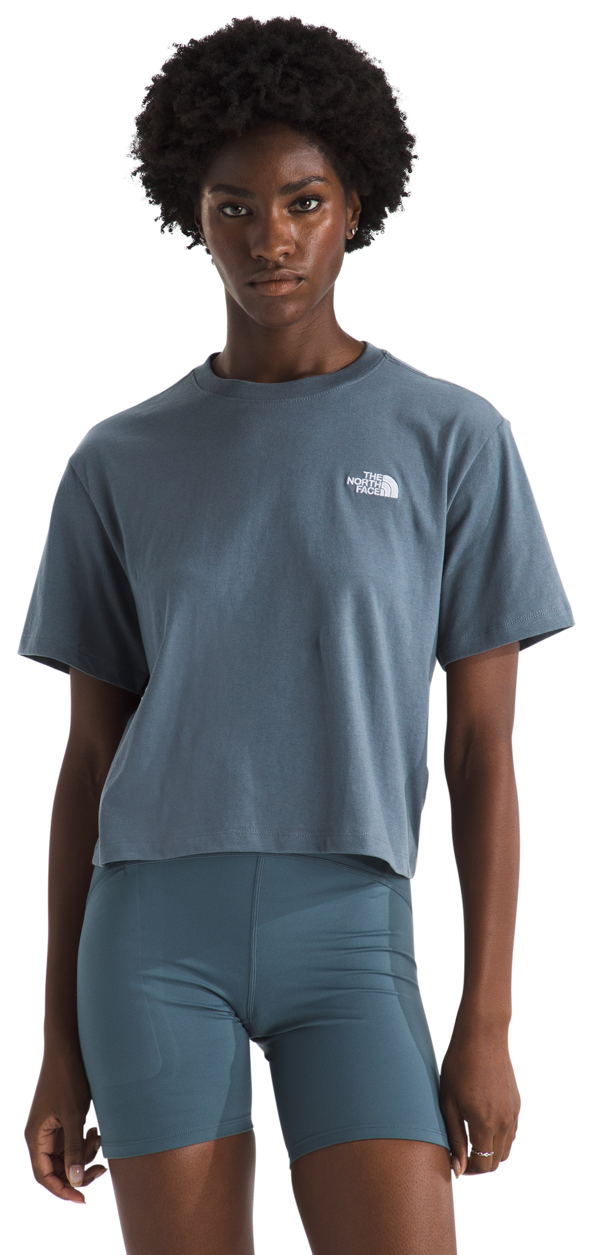 Image of The North Face Evolution Simple Dome Relaxed Cropped Short-Sleeve T-Shirt - Granite Grey
