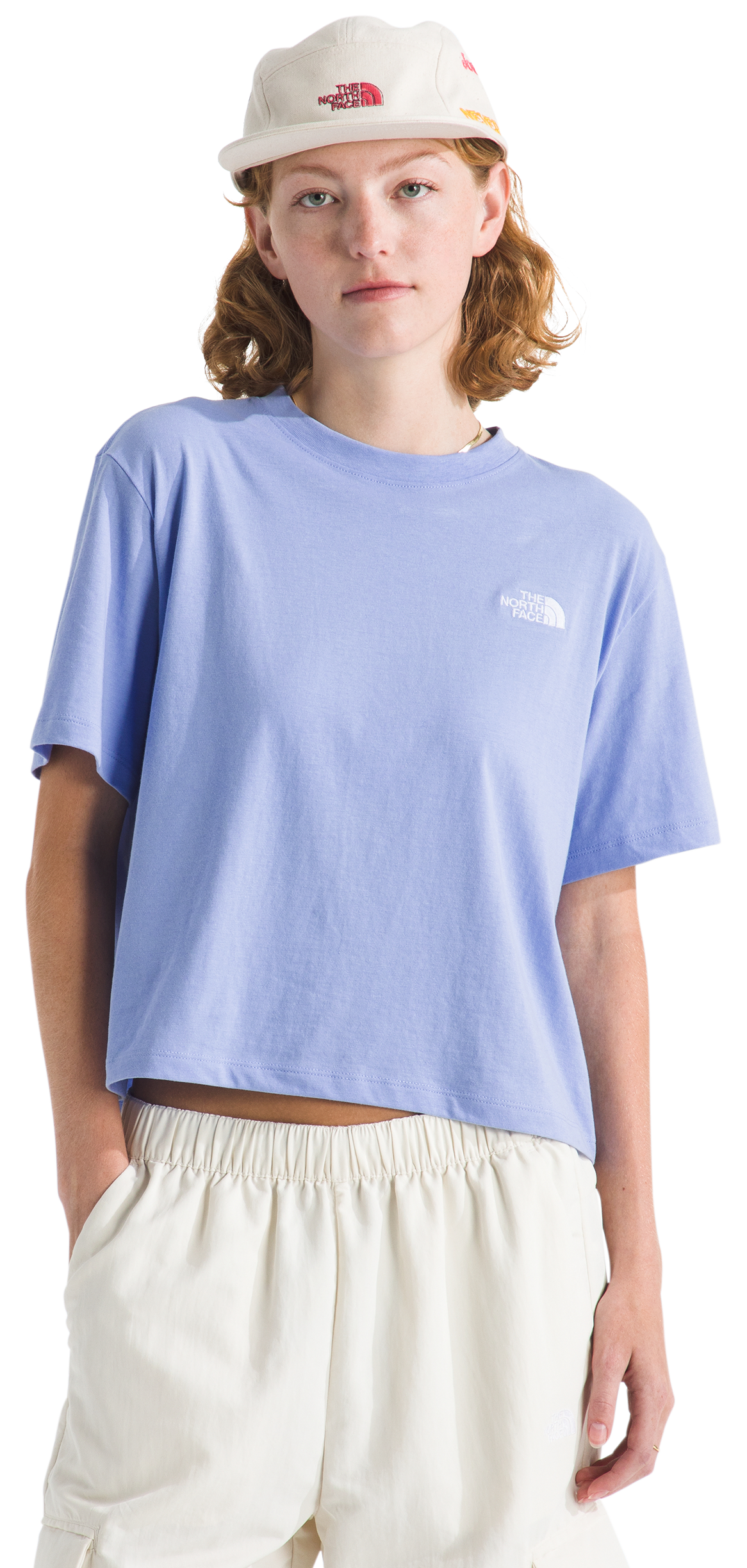 Image of The North Face Evolution Simple Dome Relaxed Cropped Short-Sleeve T-Shirt - Periwinkle Glow
