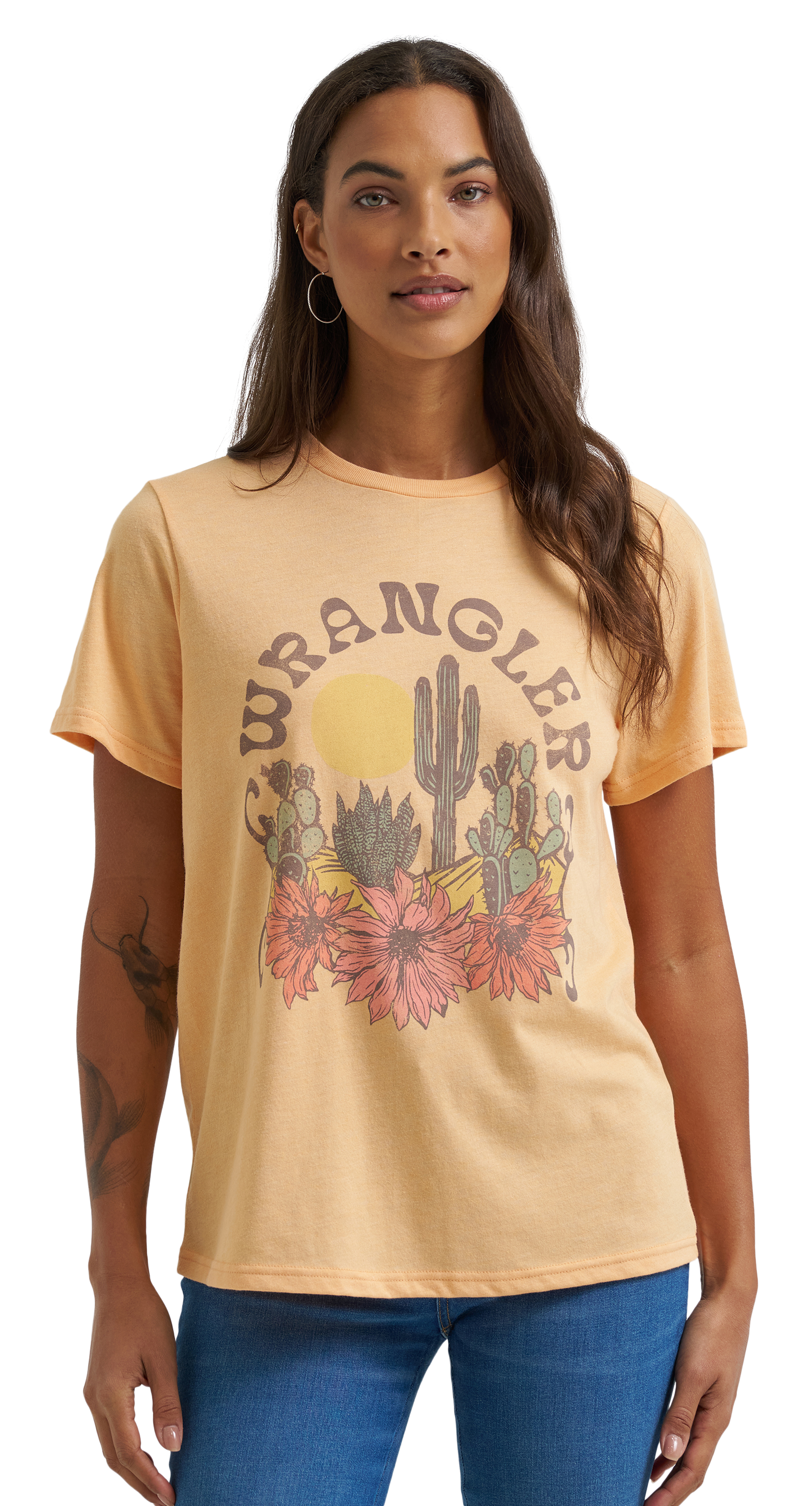 Image of Wrangler Retro Cactus Floral Short-Sleeve T-Shirt - Apricot Wash