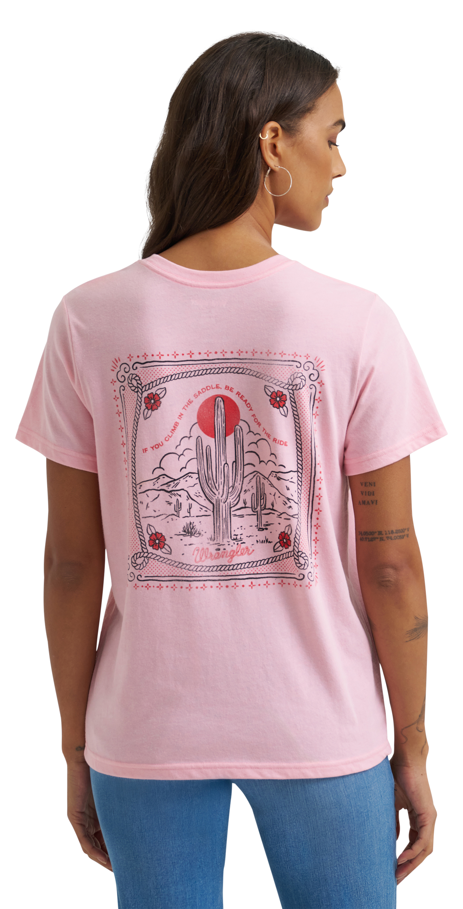 Image of Wrangler Retro Climb in the Saddle Pocket Short-Sleeve T-Shirt - Romance Rose