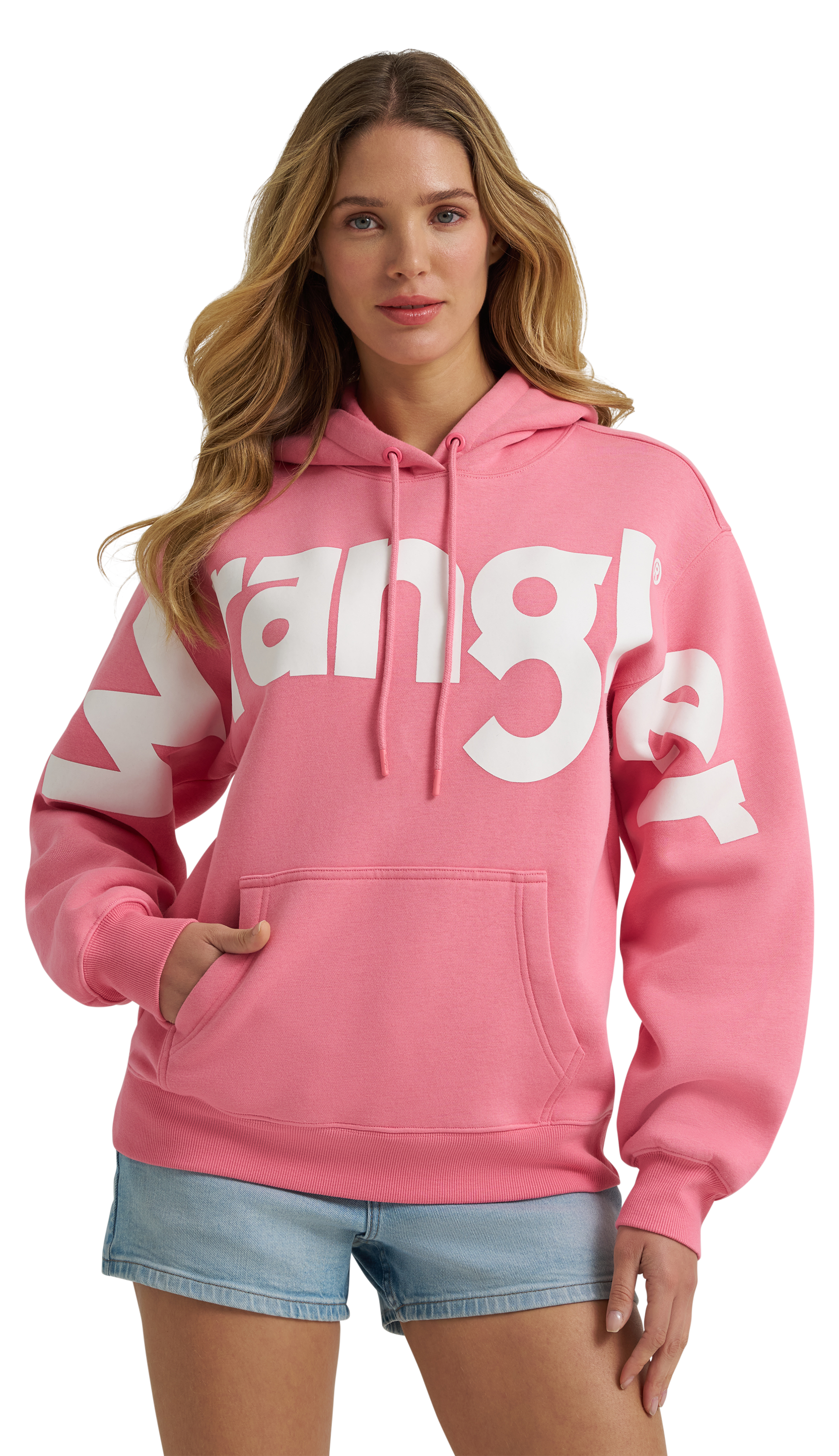 Image of Wrangler Retro Wide Open Spaces Hooded Sweatshirt - Strawberry Pink