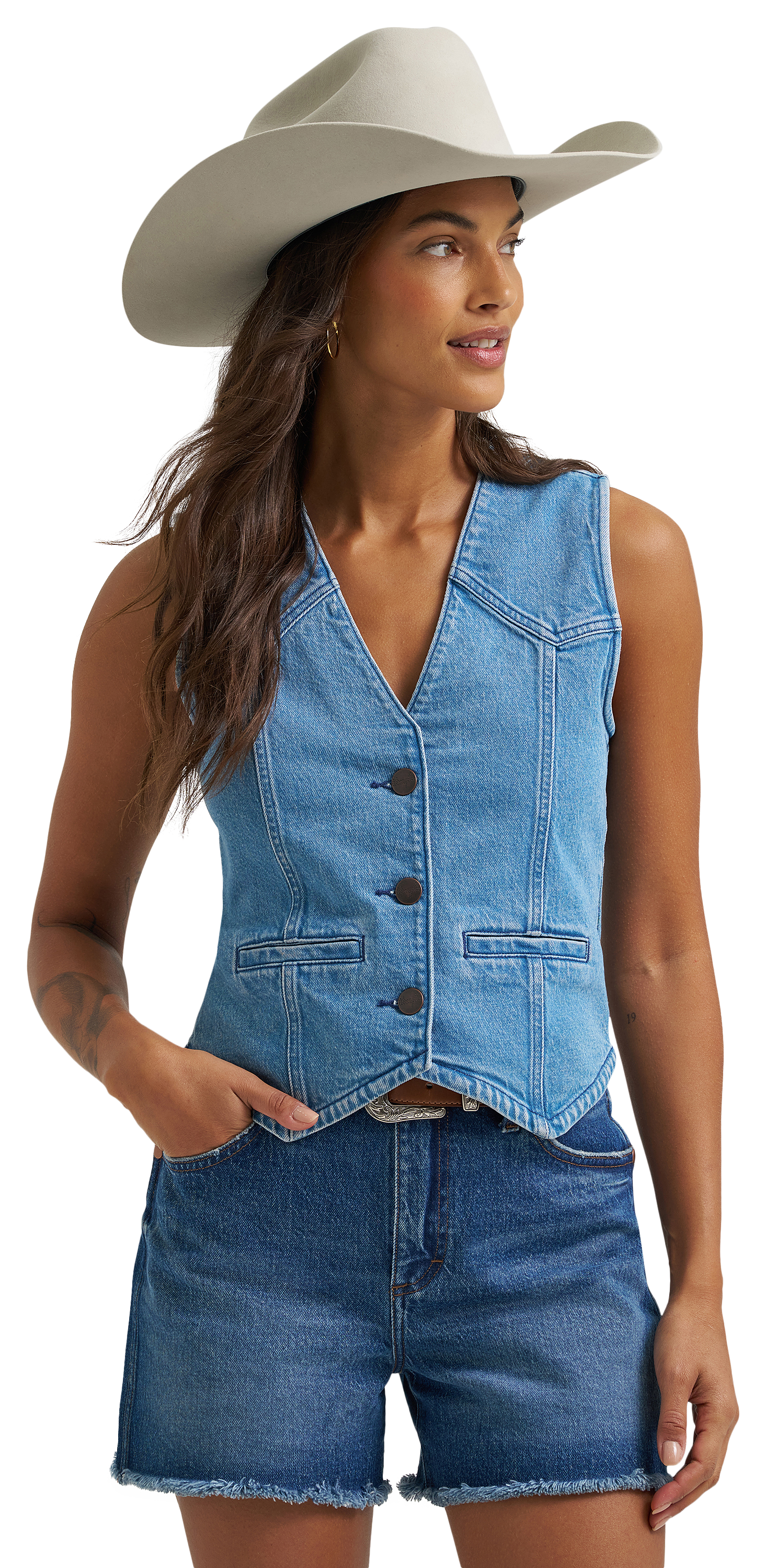 Image of Wrangler Retro Vintage Denim Vest - Light Denim