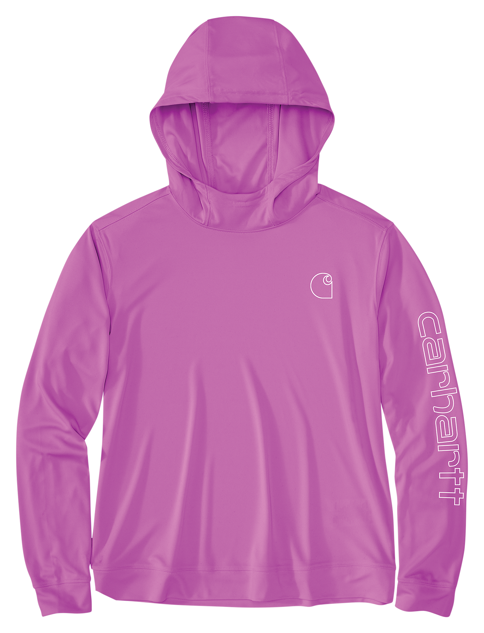 Image of Carhartt Force Sun Defender Lightweight Long-Sleeve Hooded Shirt - Electric Fuchsia