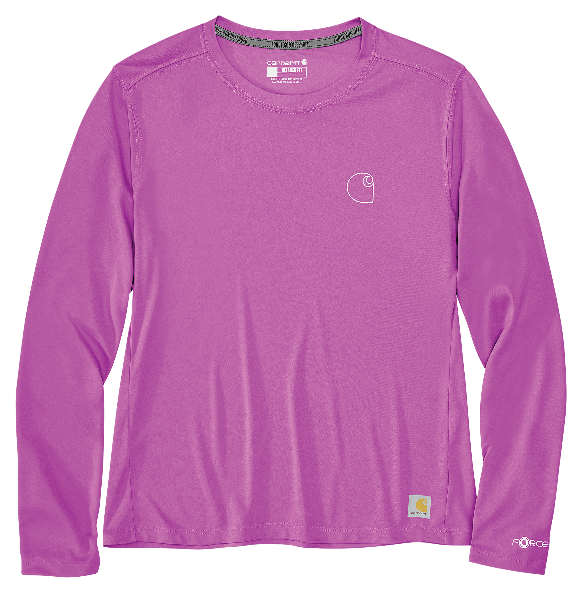 Image of Carhartt Force Sun Defender Lightweight Graphic Long-Sleeve T-Shirt - Electric Fuchsia
