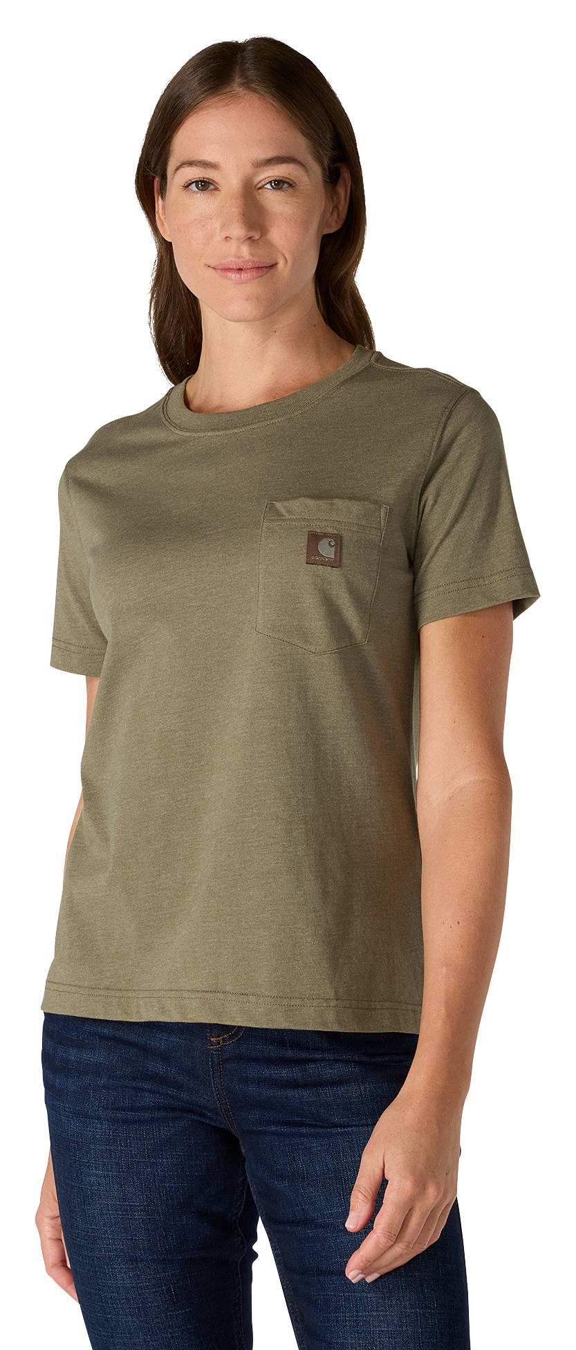 Image of Carhartt Irvine Relaxed Short-Sleeve Pocket T-Shirt - Dusty Olive Heather