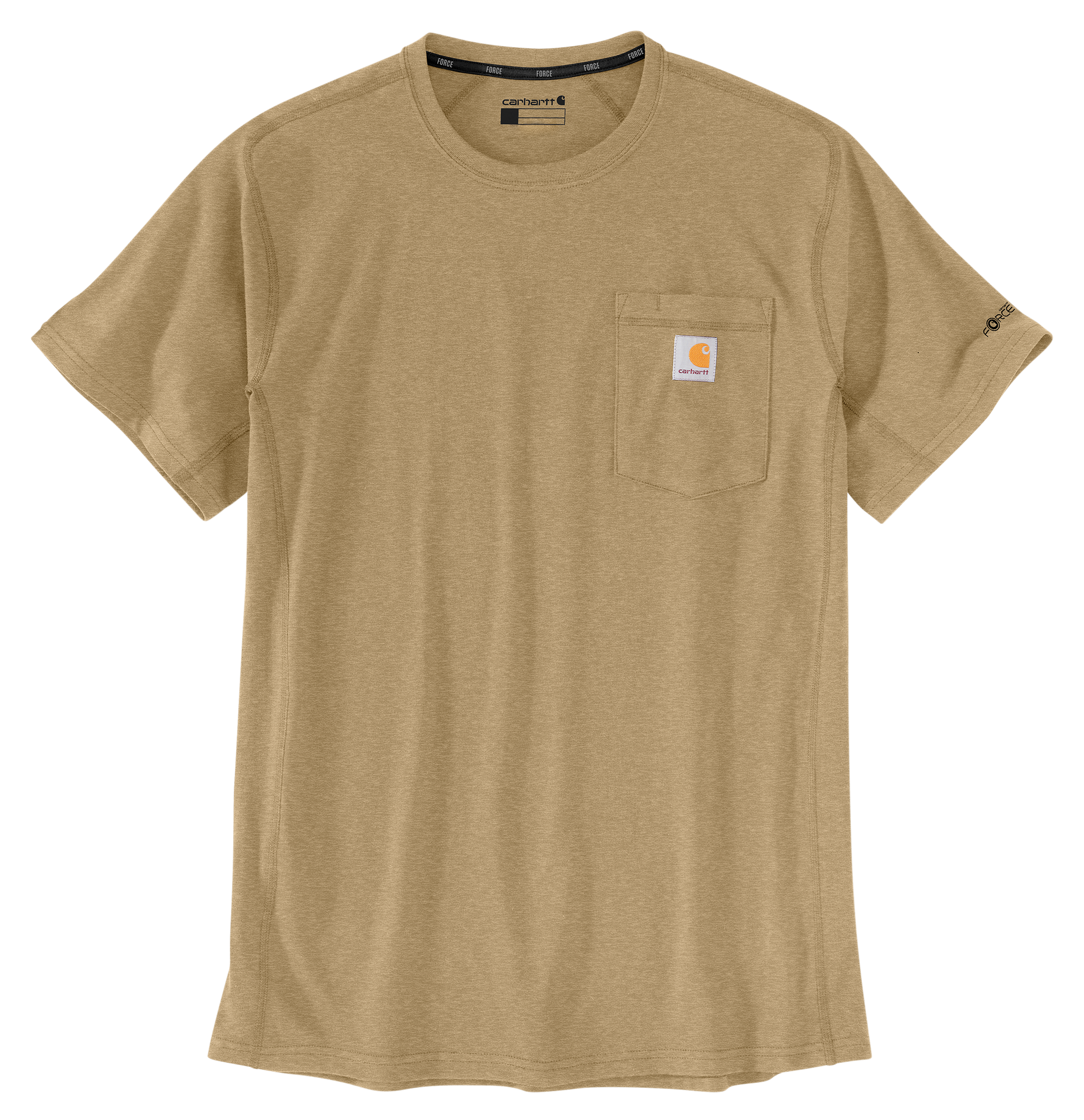 Image of Carhartt Force Relaxed-Fit Midweight Short-Sleeve Pocket T-Shirt - Sandstone Heather
