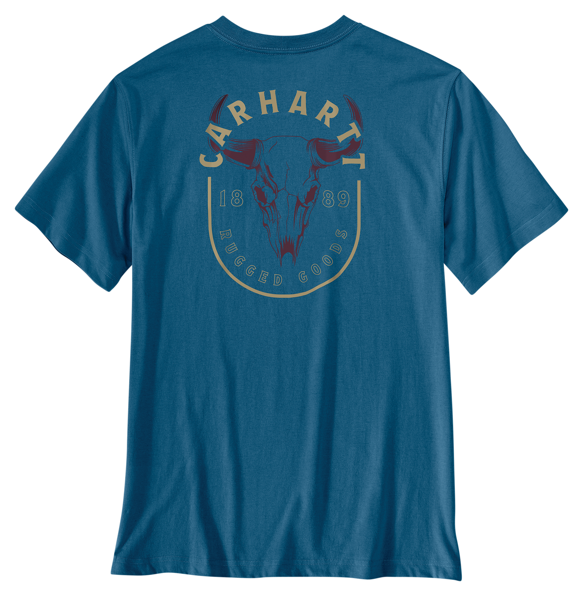Image of Carhartt Irvine Relaxed-Fit Skull Graphic Short-Sleeve T-Shirt - Dark Tranquil Blue