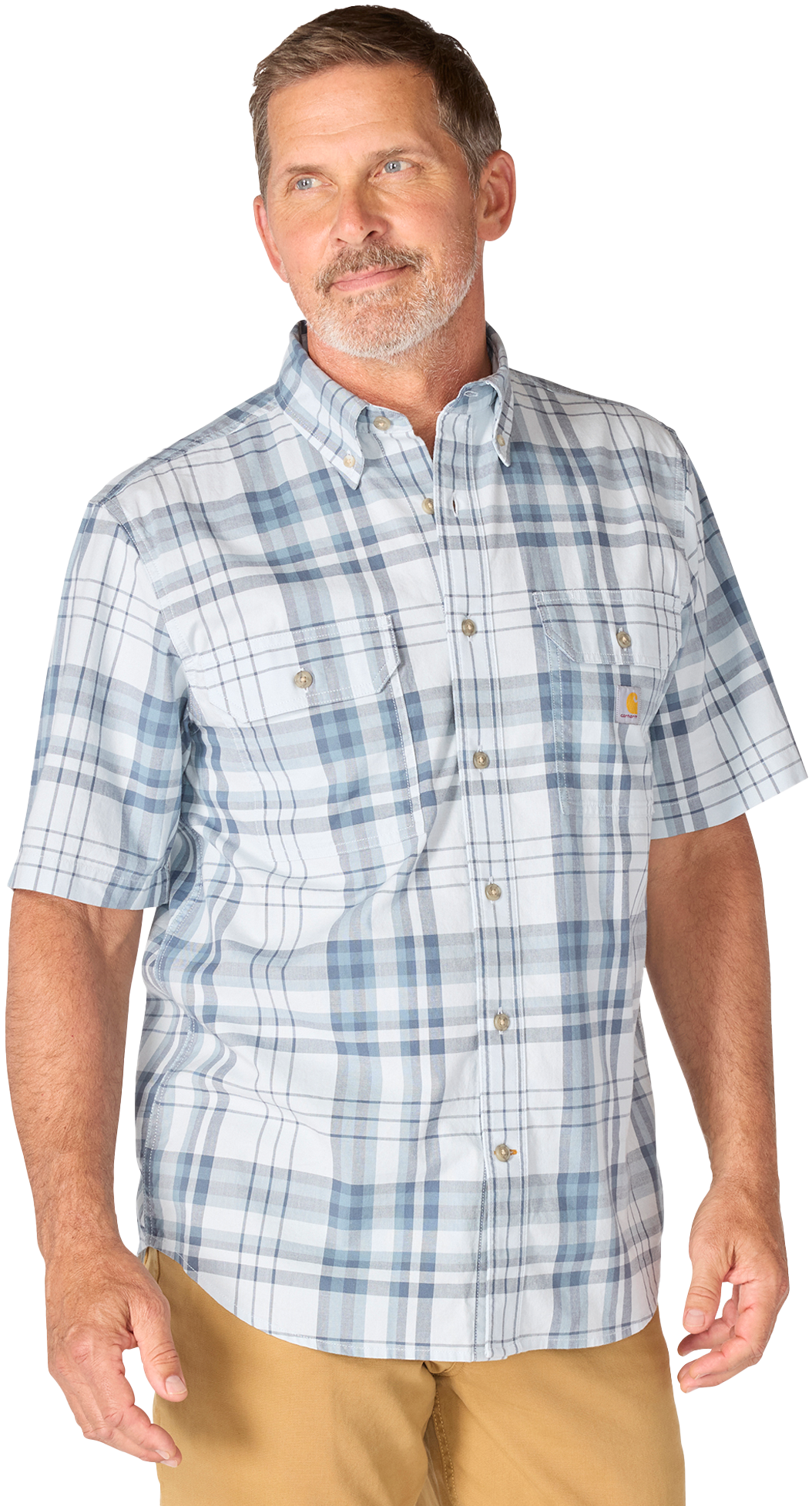 Image of Carhartt Fort Loose Plaid Short-Sleeve Shirt - Blue Aura