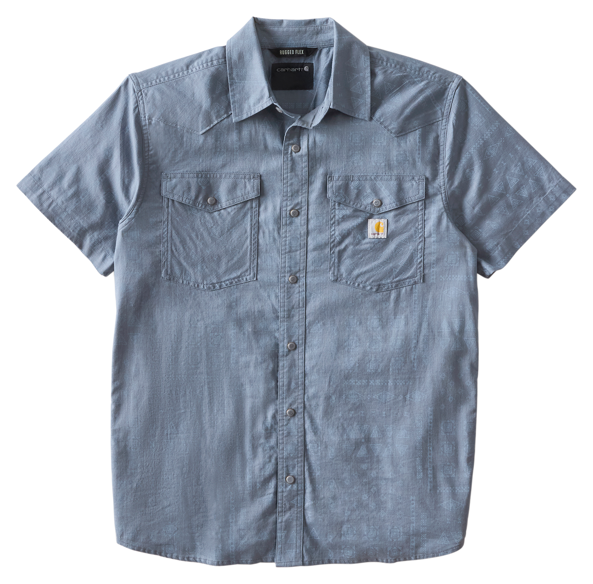 Image of Carhartt Montana Bozeman Relaxed Plaid Short-Sleeve Shirt - Iron Blue Bandana Print