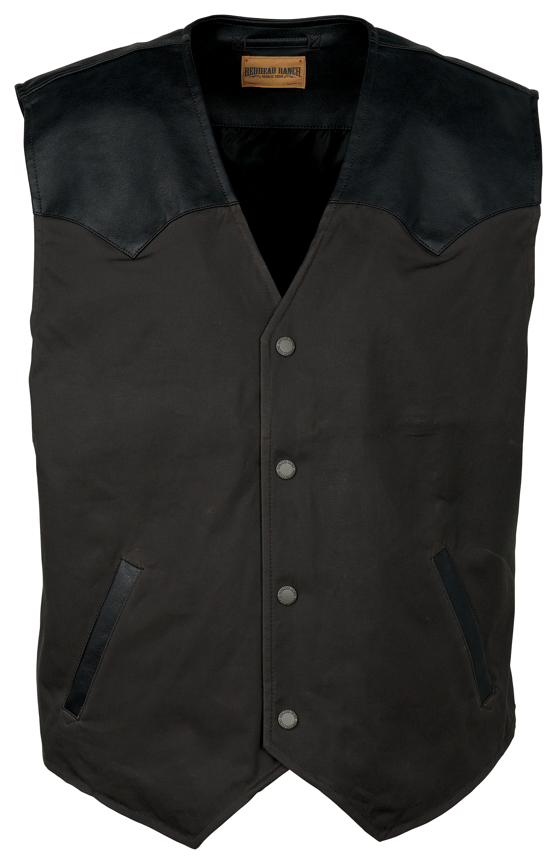 Image of RedHead Ranch Richland Waxed Cotton Western Vest - Granite/Raven