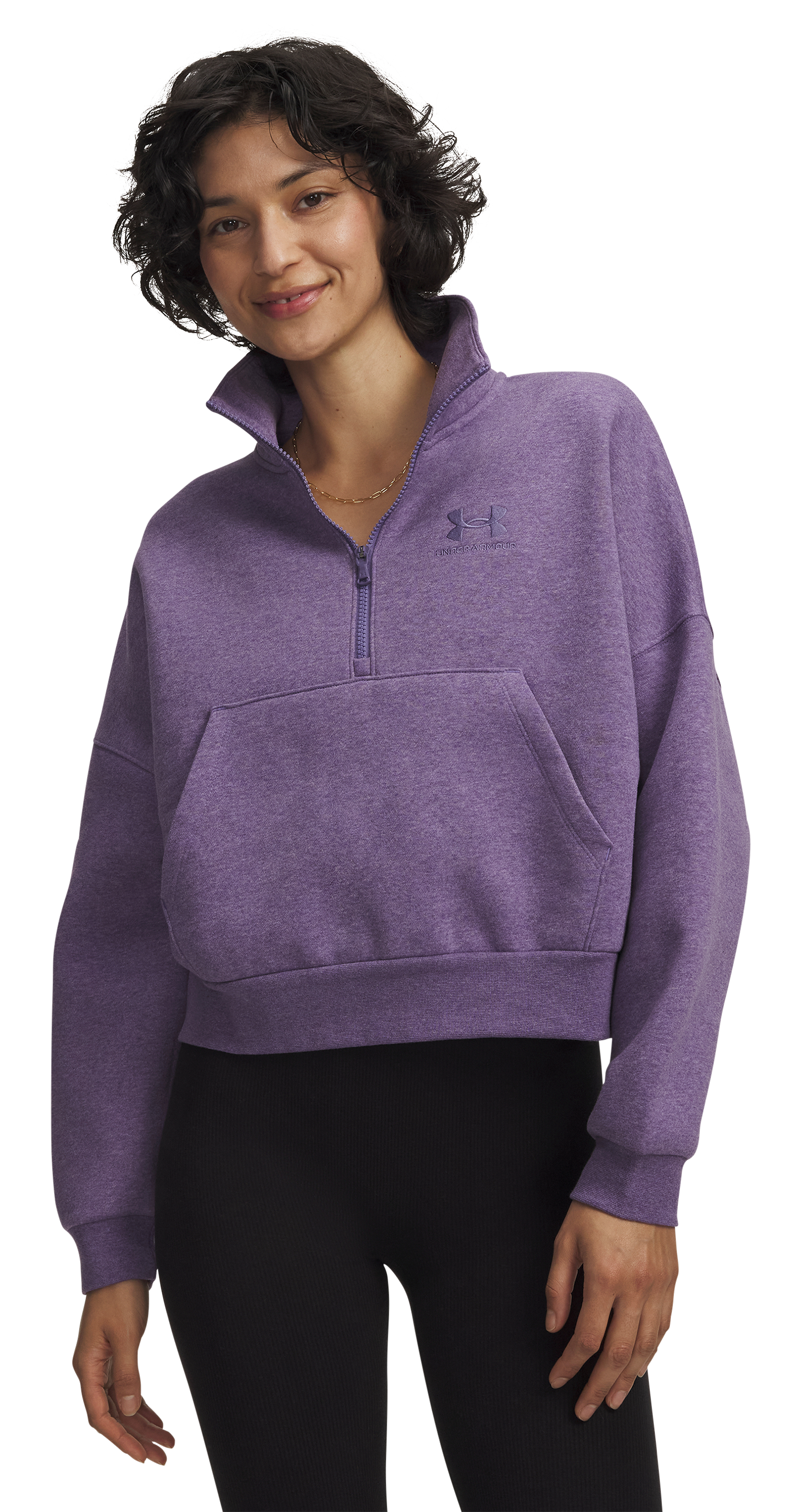 Image of Under Armour Icon Fleece Oversized Half-Zip Pullover - Purple Luxe - XL