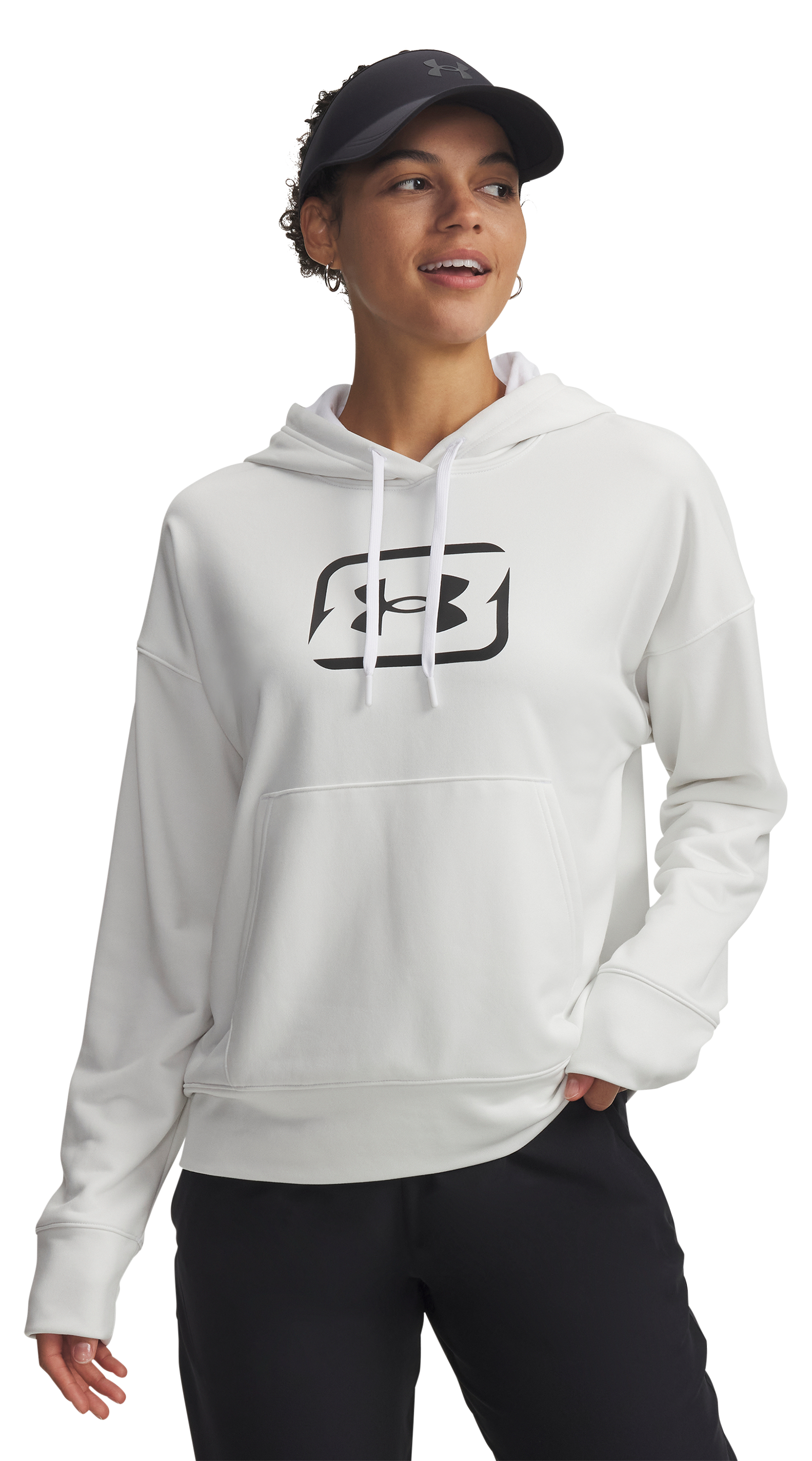 Image of Under Armour Fish Pro Square Logo Terry Hoodie - White