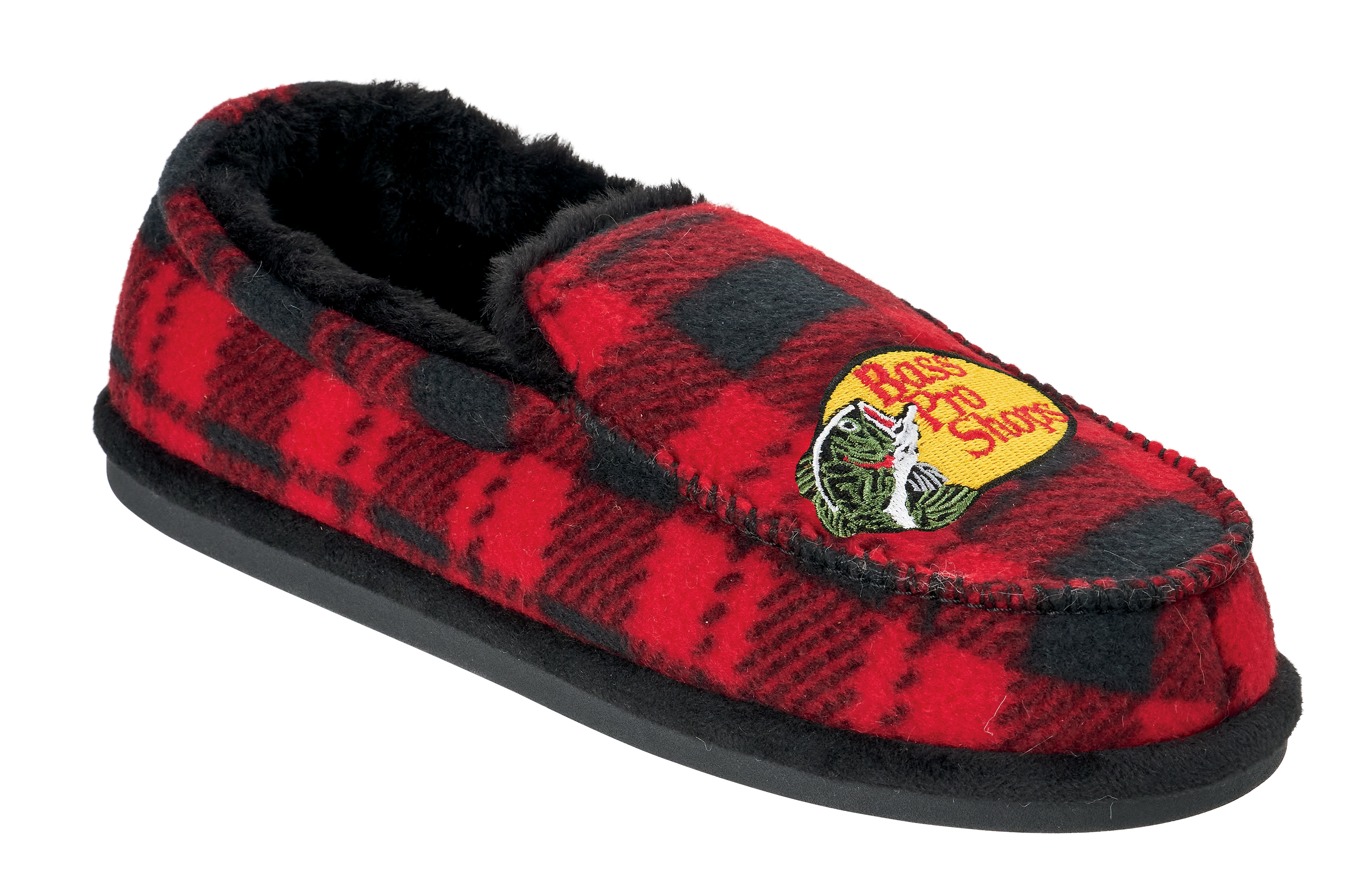 Image of Bass Pro Shops Moc Slippers - Red/Black - 8-9