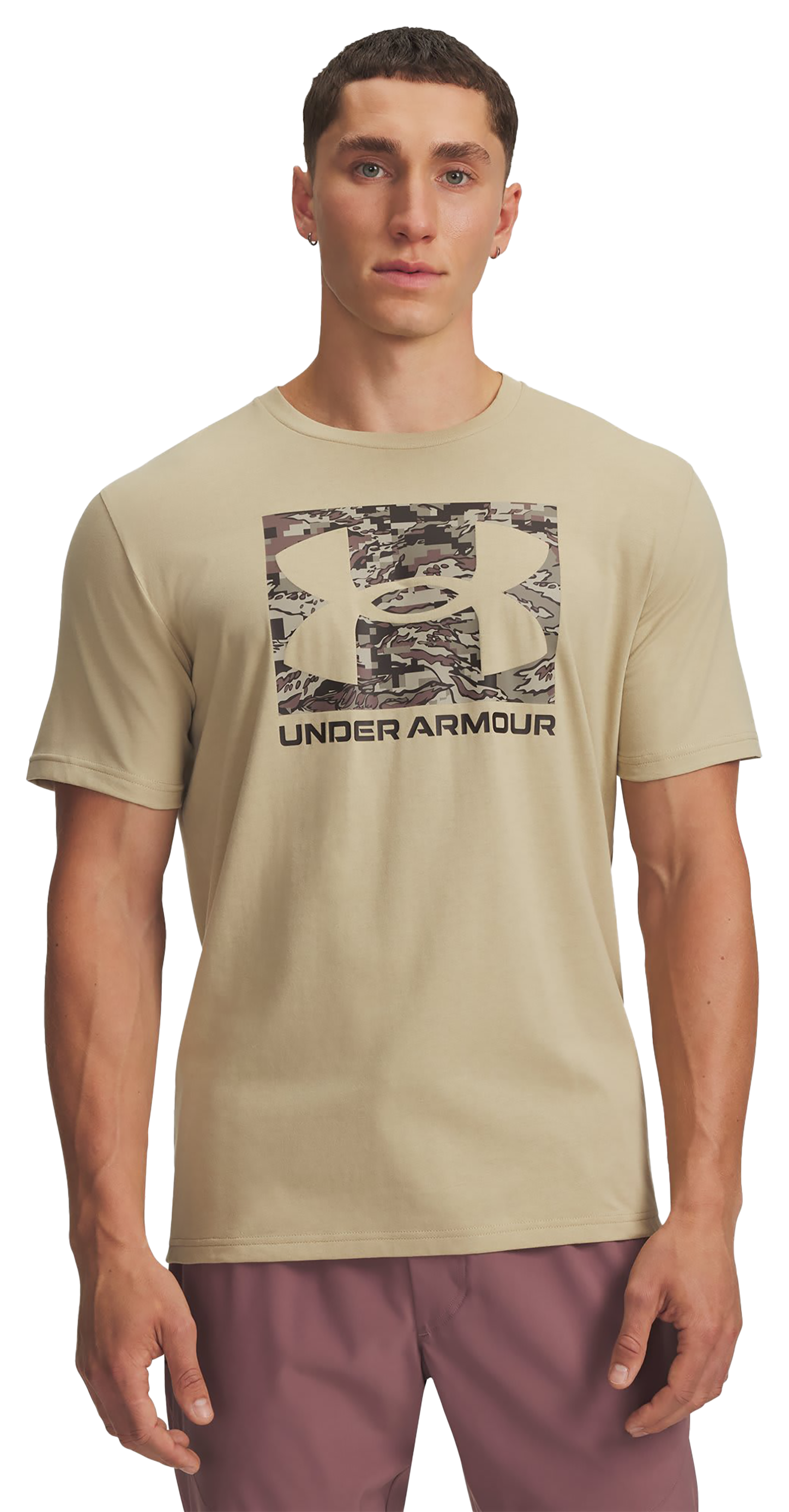 Image of Under Armour ABC Camo Boxed Logo Short-Sleeve T-Shirt - Field Khaki
