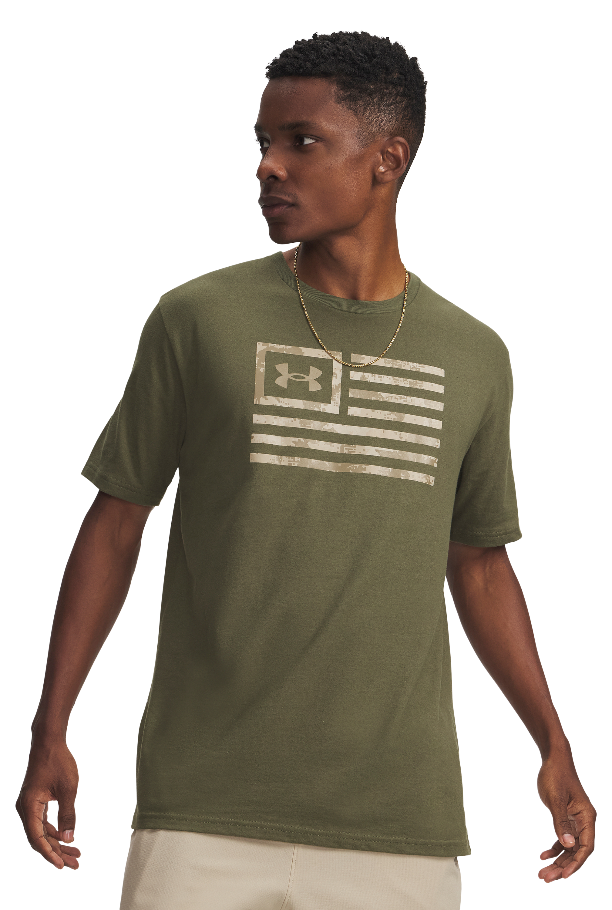 Image of Under Armour Freedom Flag Printed Short-Sleeve T-Shirt - Marine OD Green - L